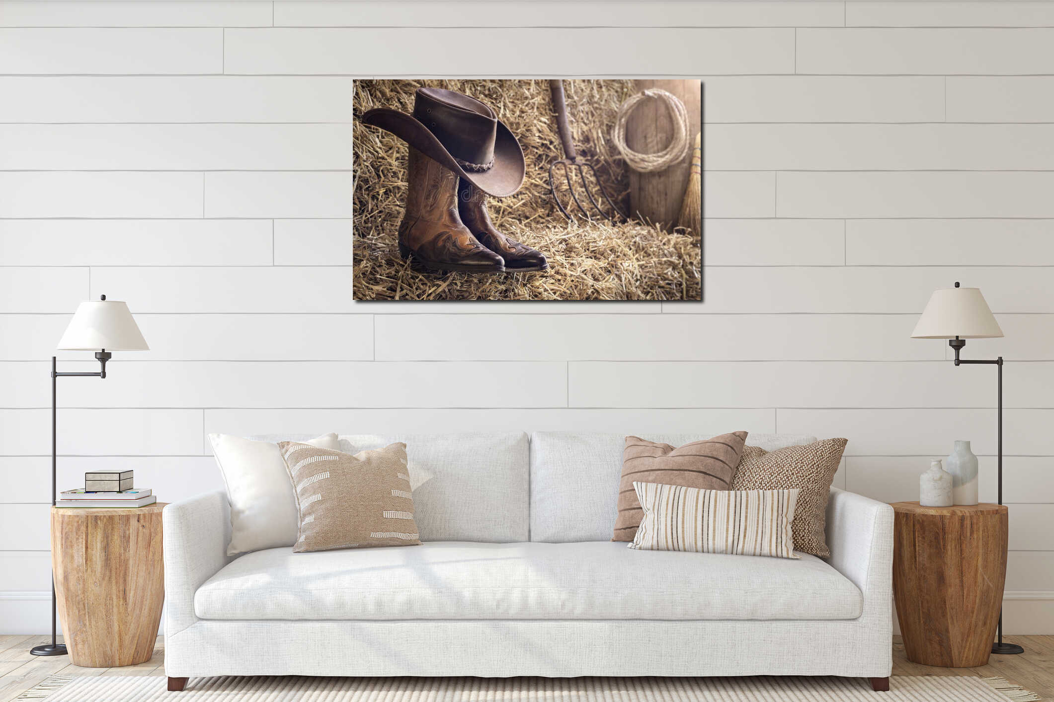 Canvas hanging interior mockup