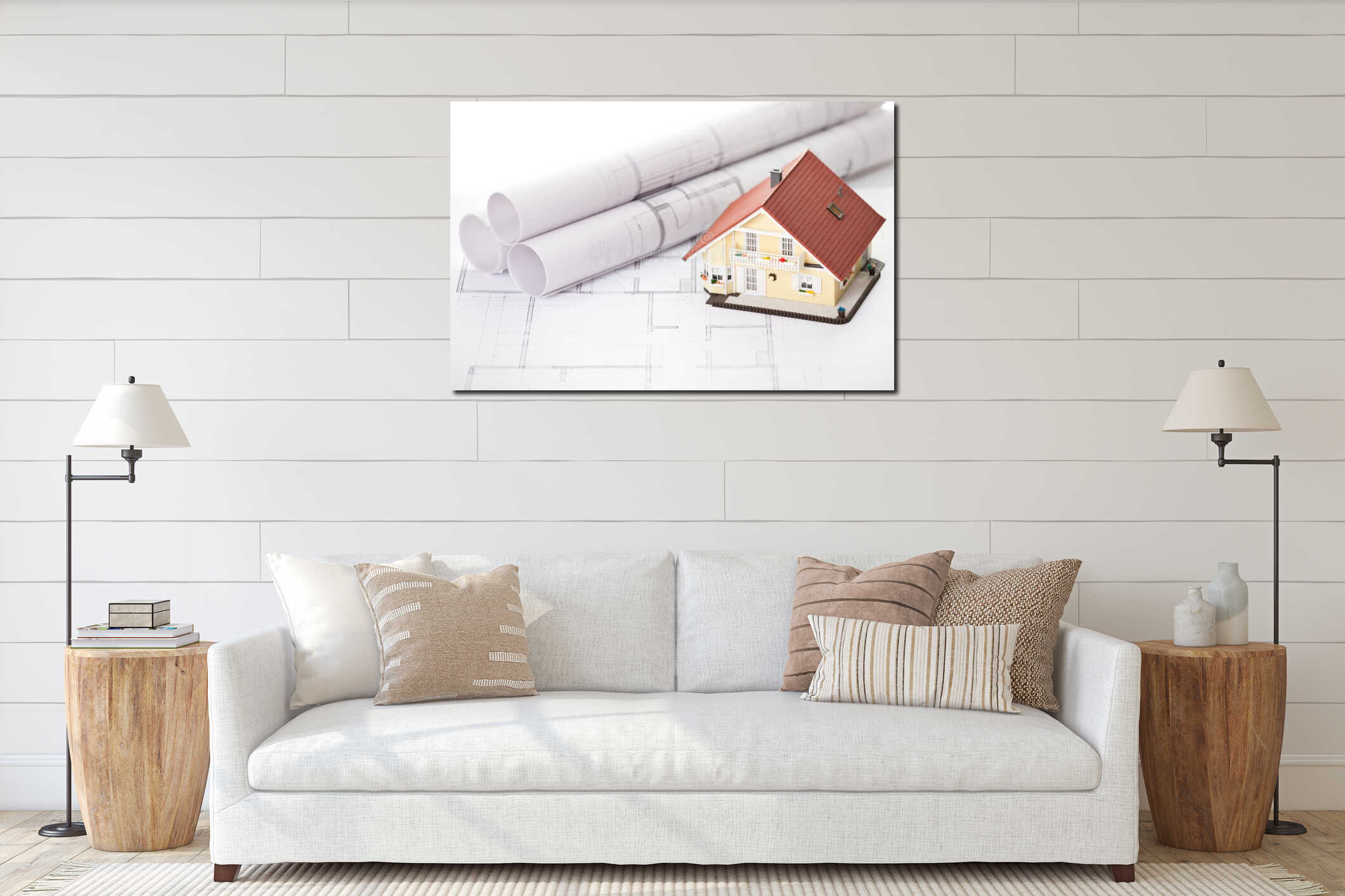 Canvas hanging interior mockup