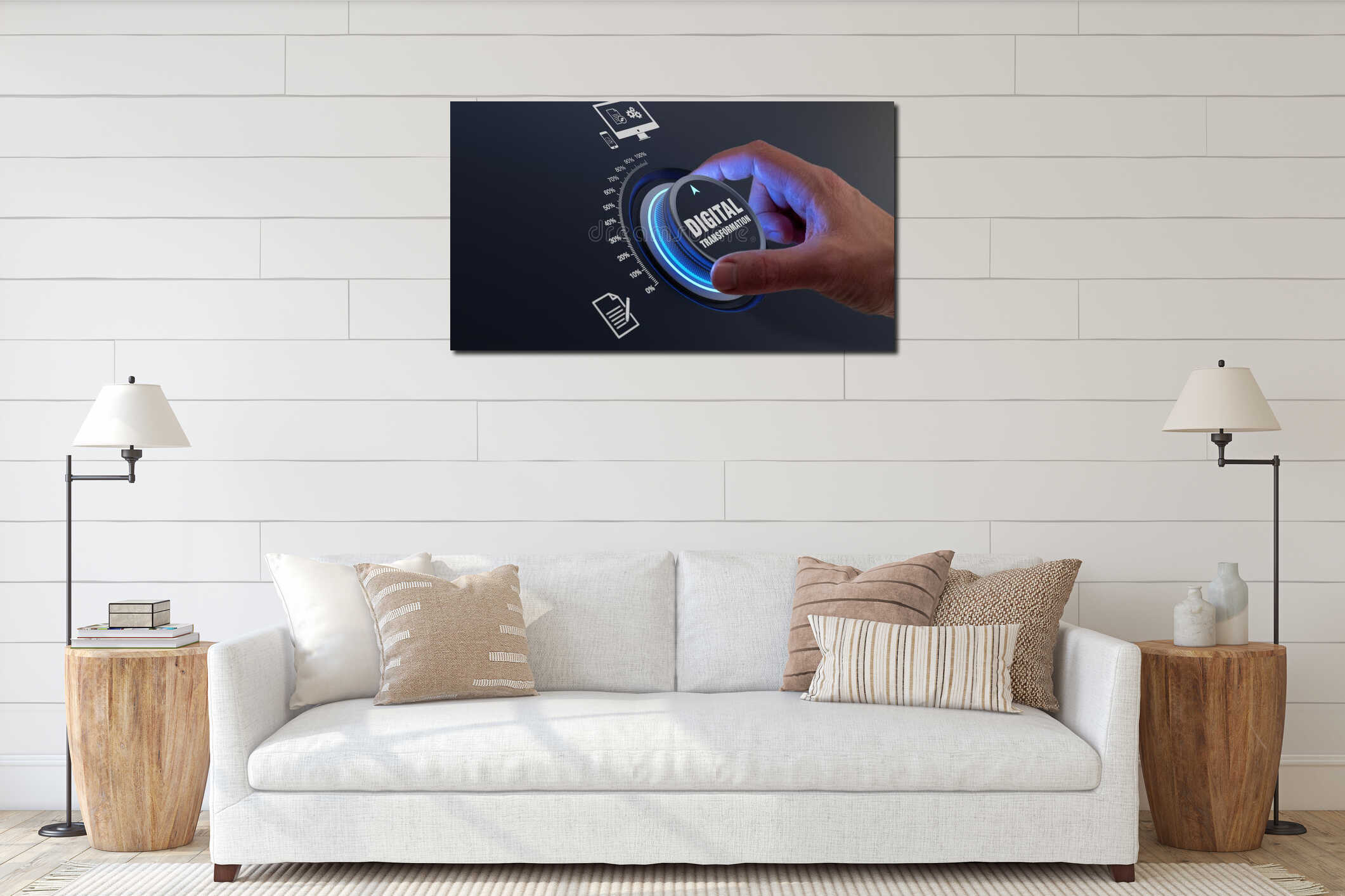 Canvas hanging interior mockup
