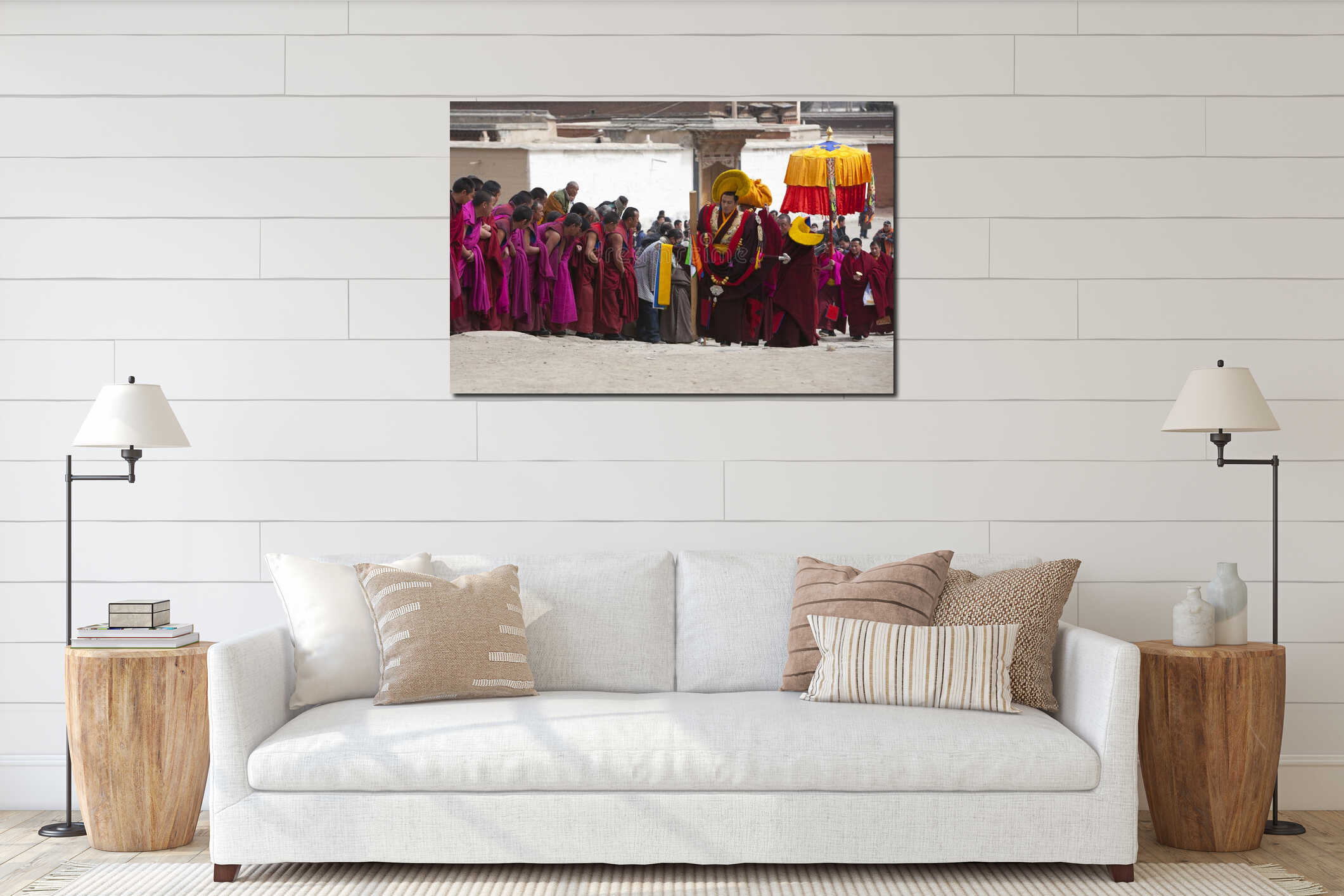 Canvas hanging interior mockup