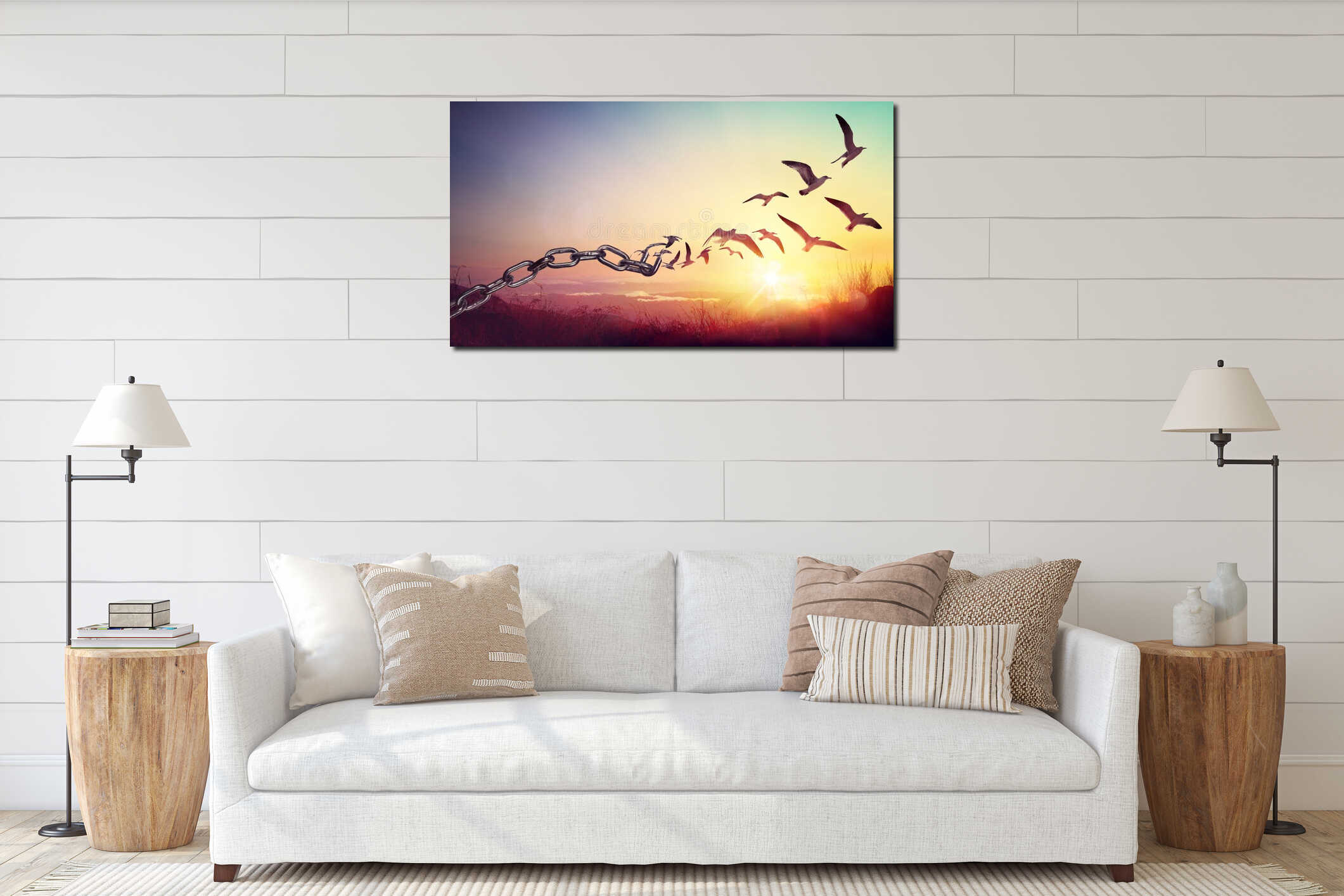Canvas hanging interior mockup