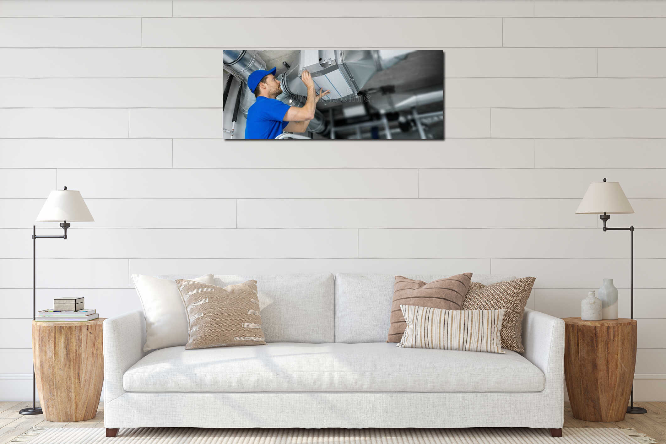 Canvas hanging interior mockup