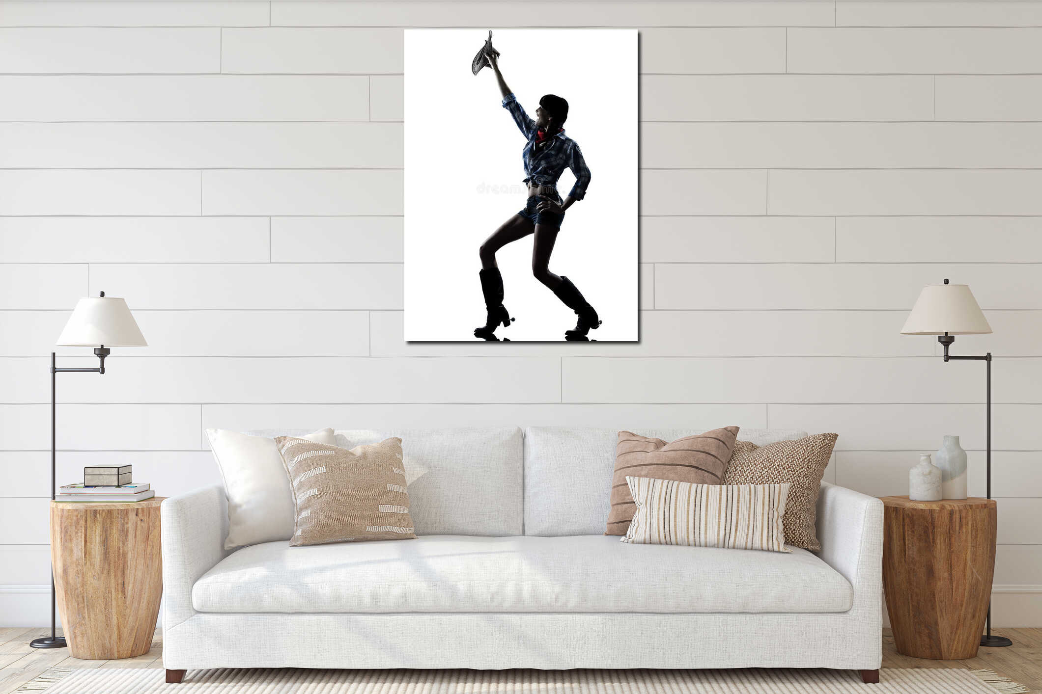 Canvas hanging interior mockup