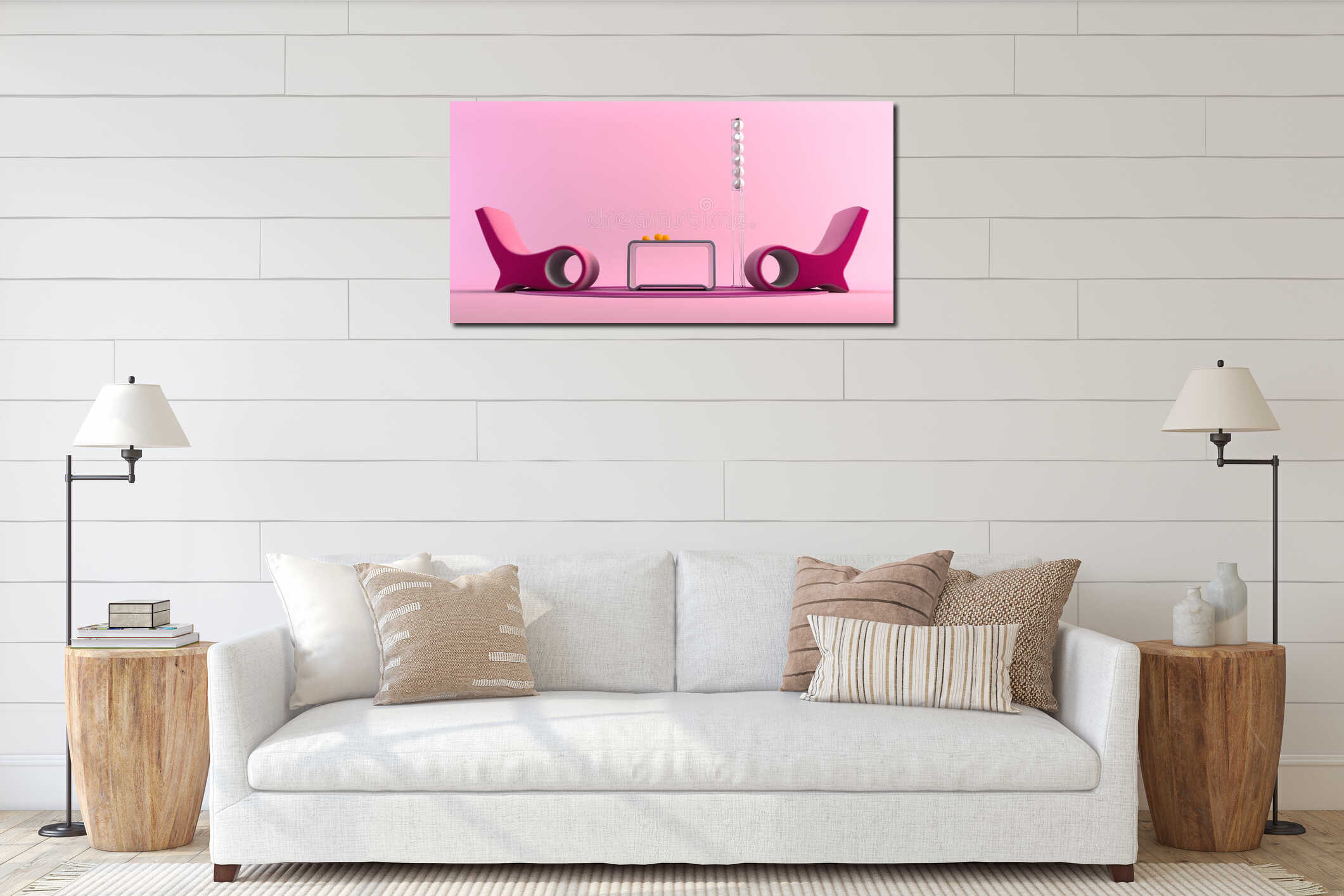 Canvas hanging interior mockup