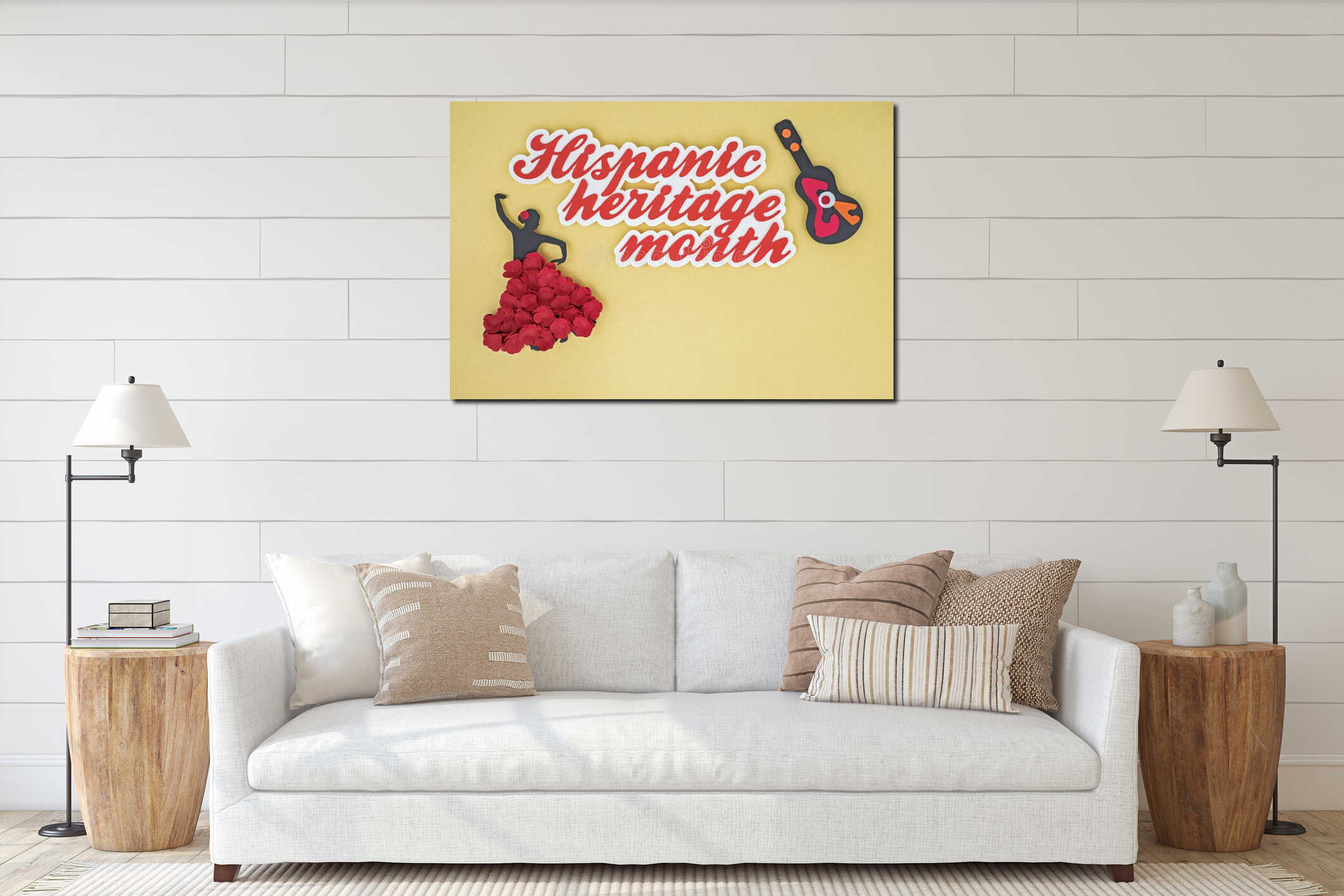 Canvas hanging interior mockup