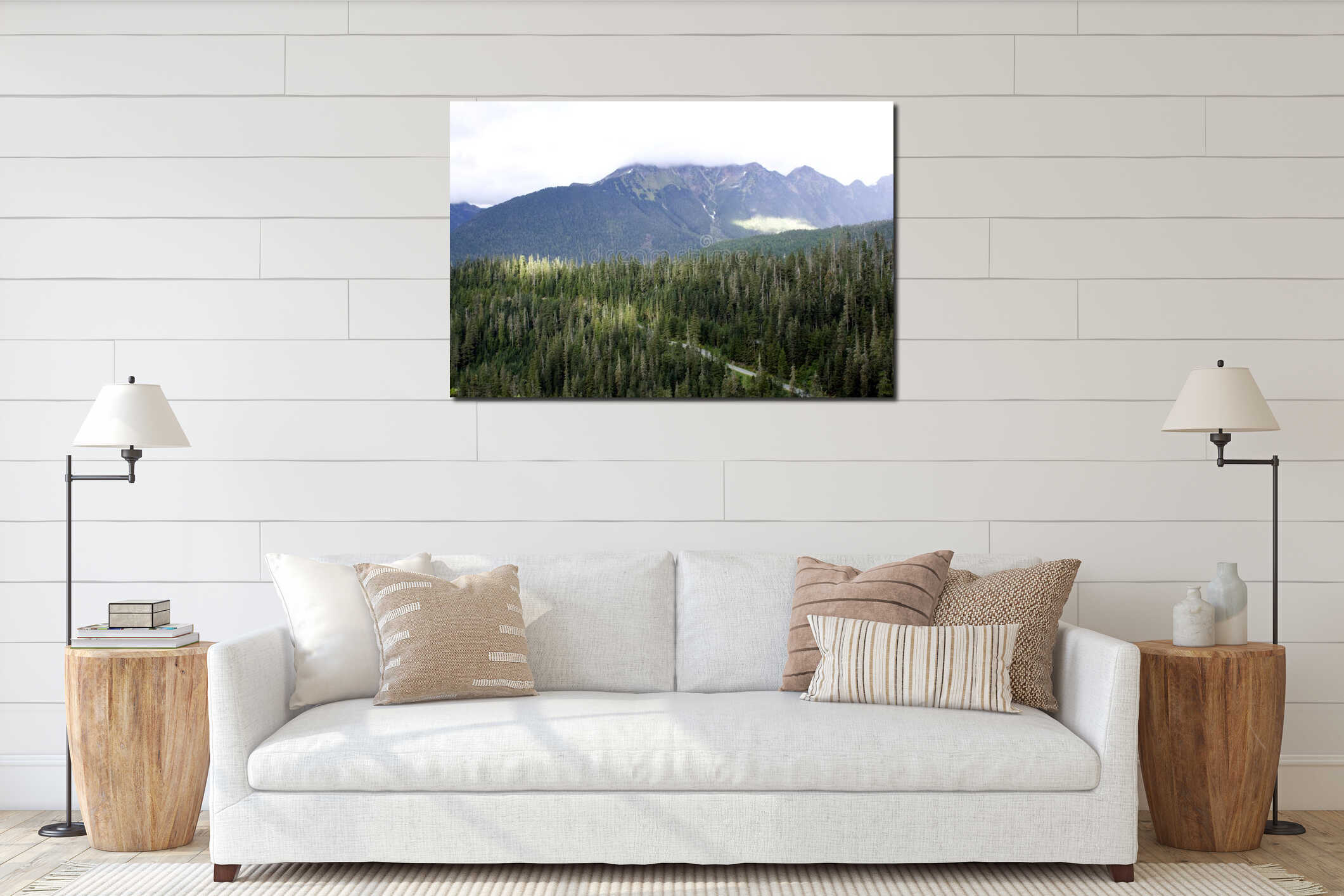Canvas hanging interior mockup