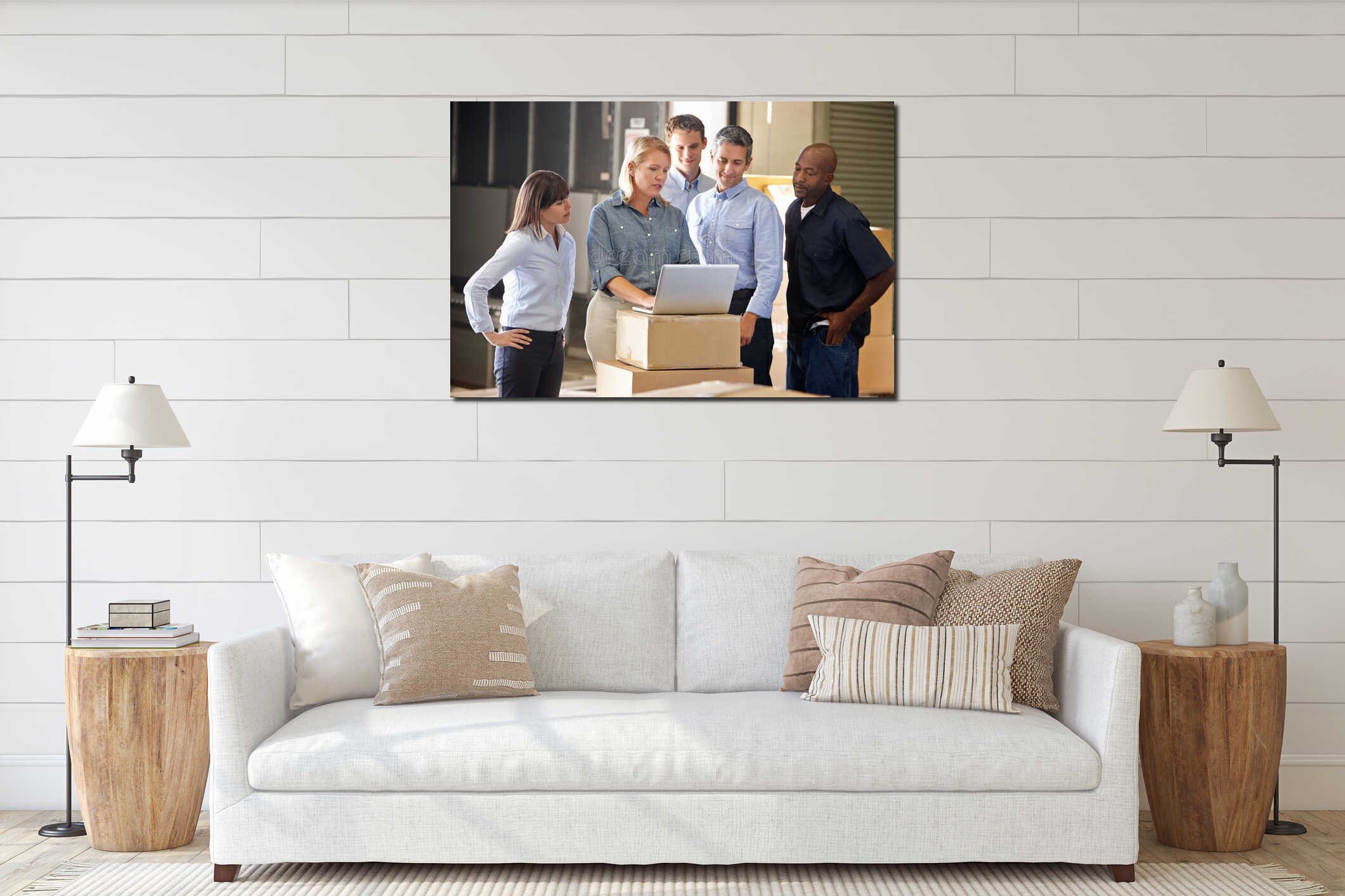 Canvas hanging interior mockup