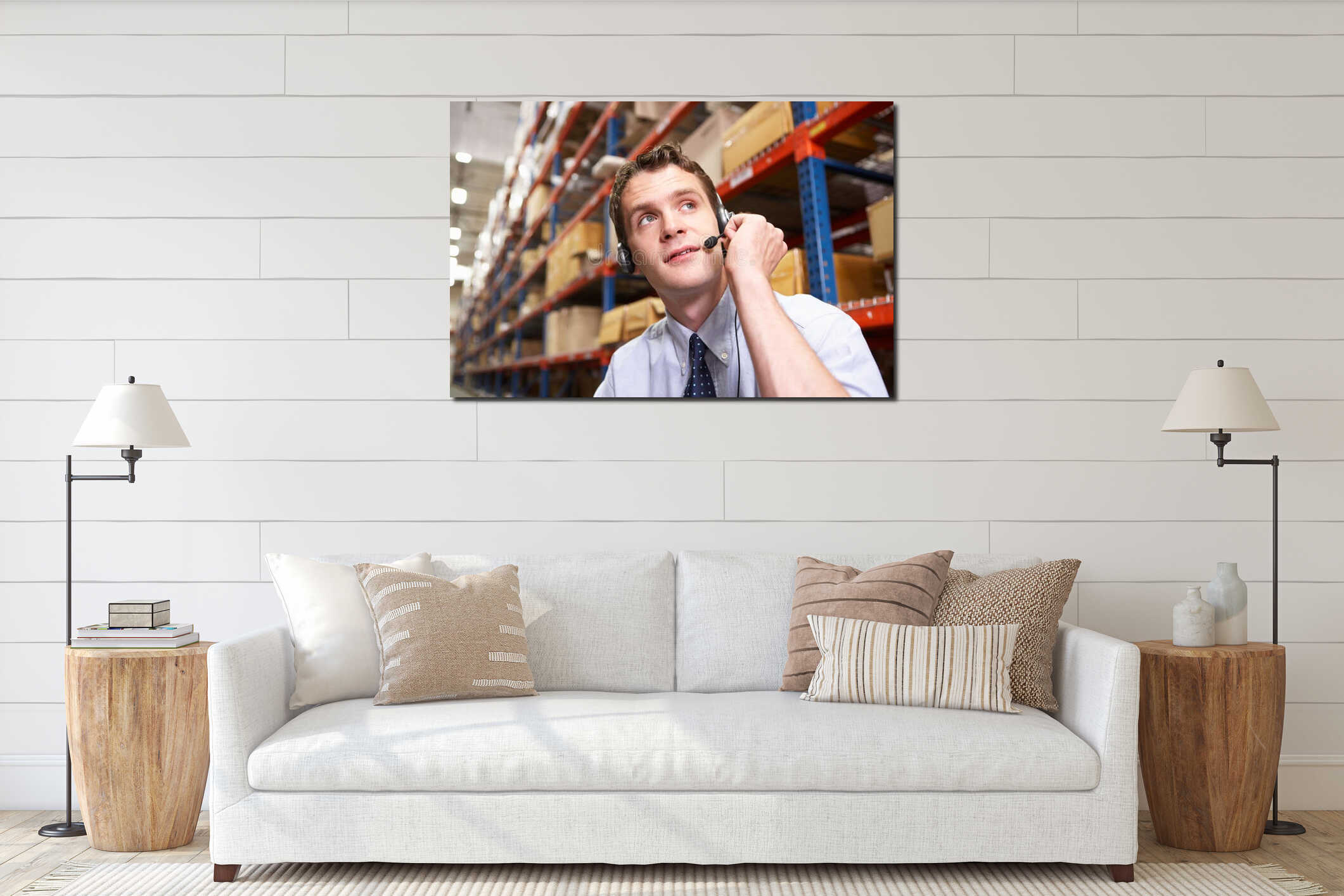 Canvas hanging interior mockup