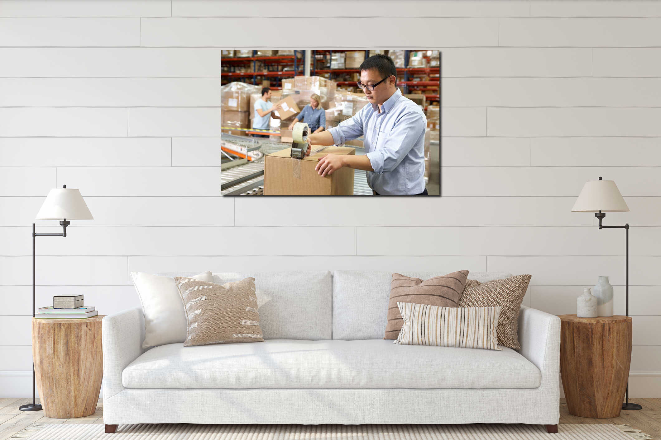 Canvas hanging interior mockup