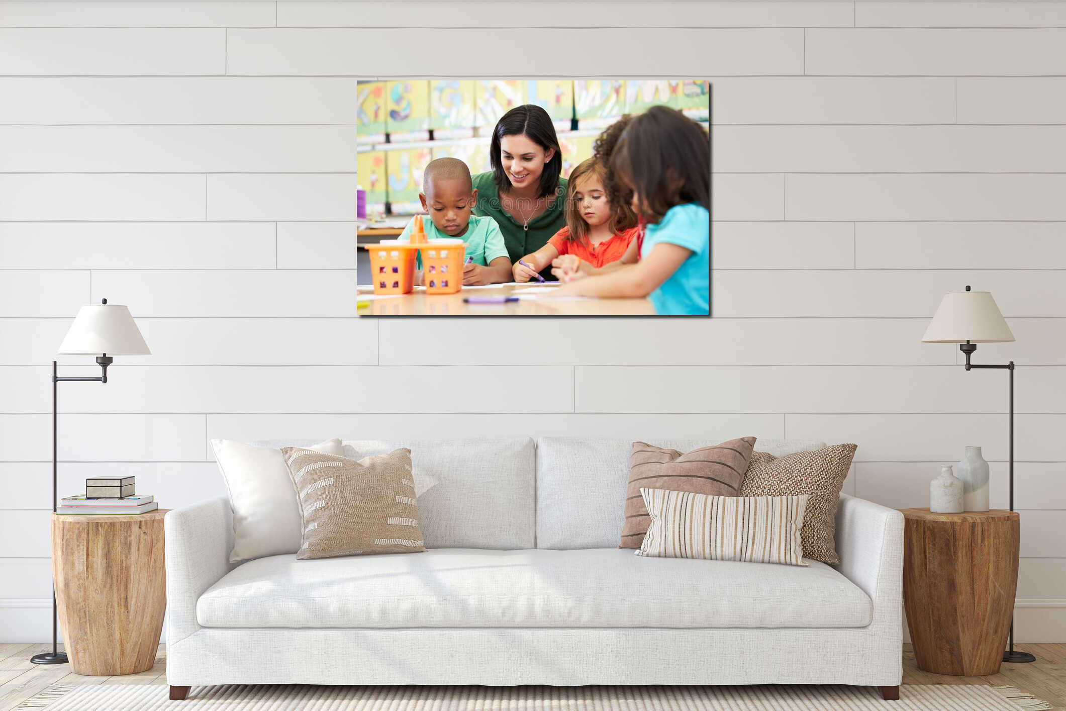 Canvas hanging interior mockup