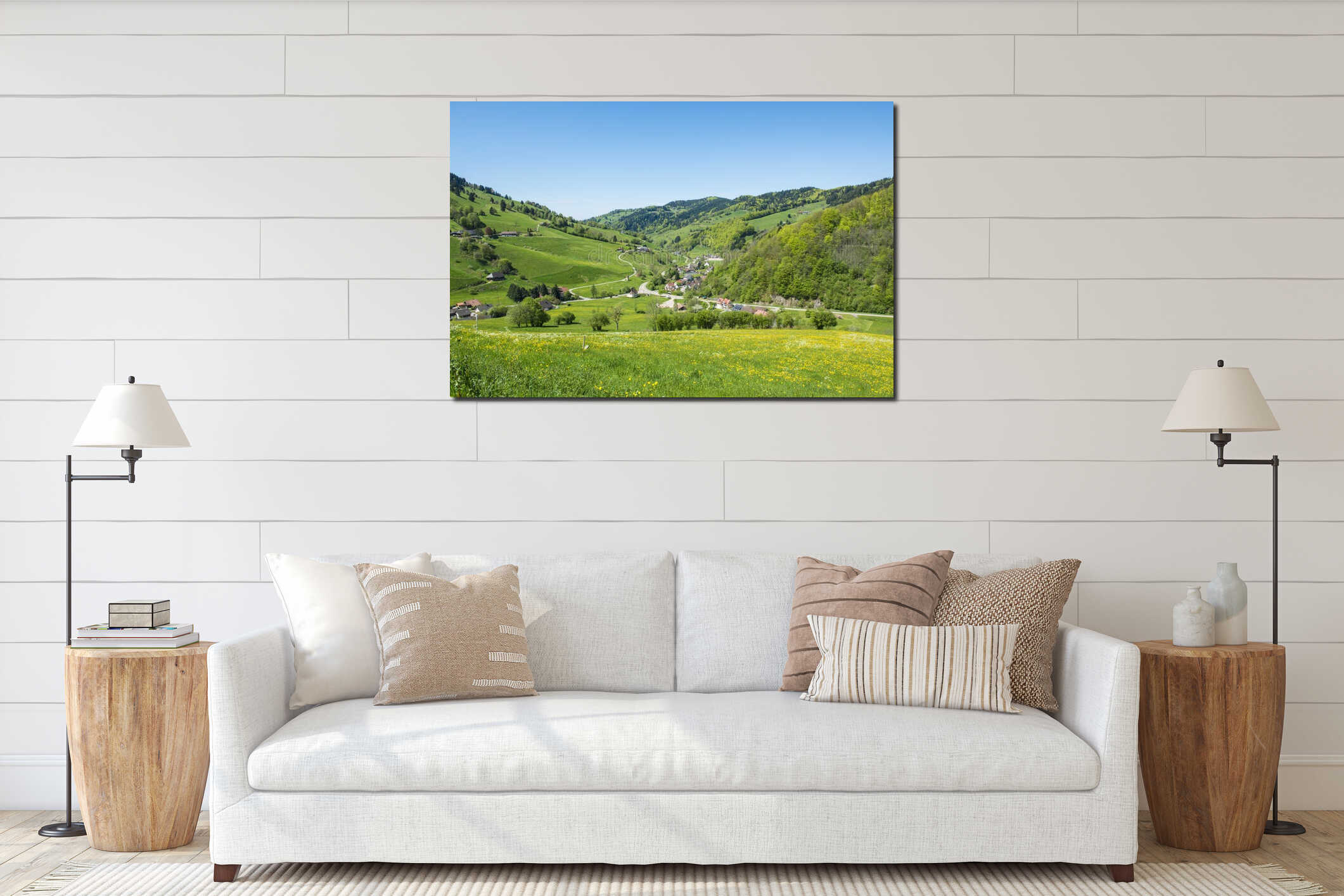 Canvas hanging interior mockup