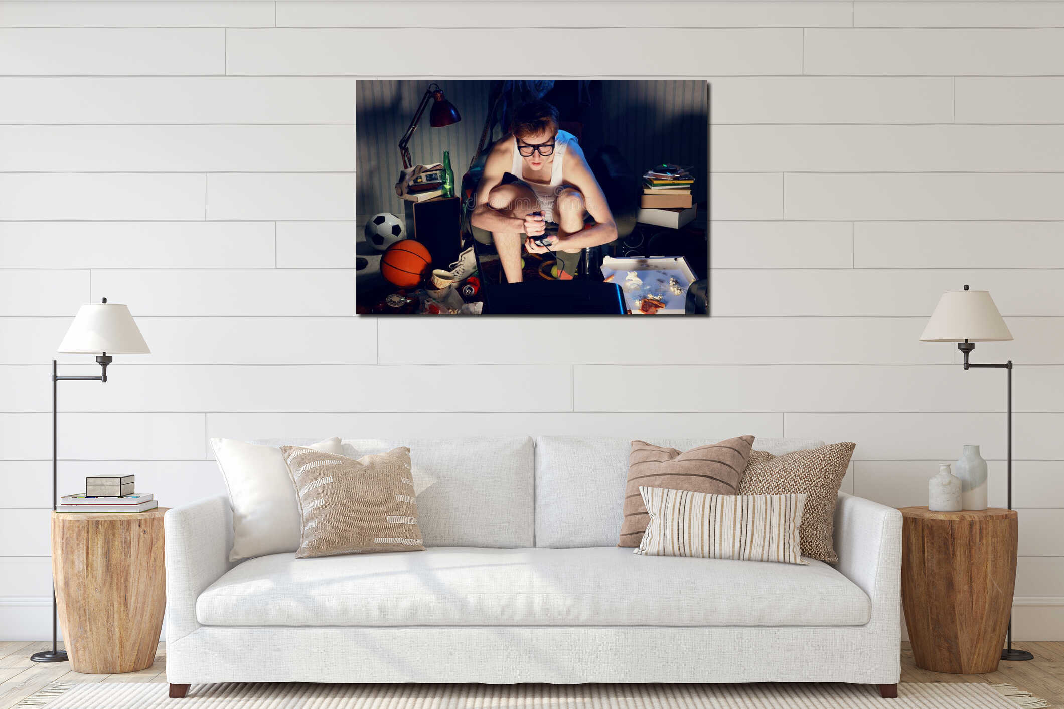 Canvas hanging interior mockup