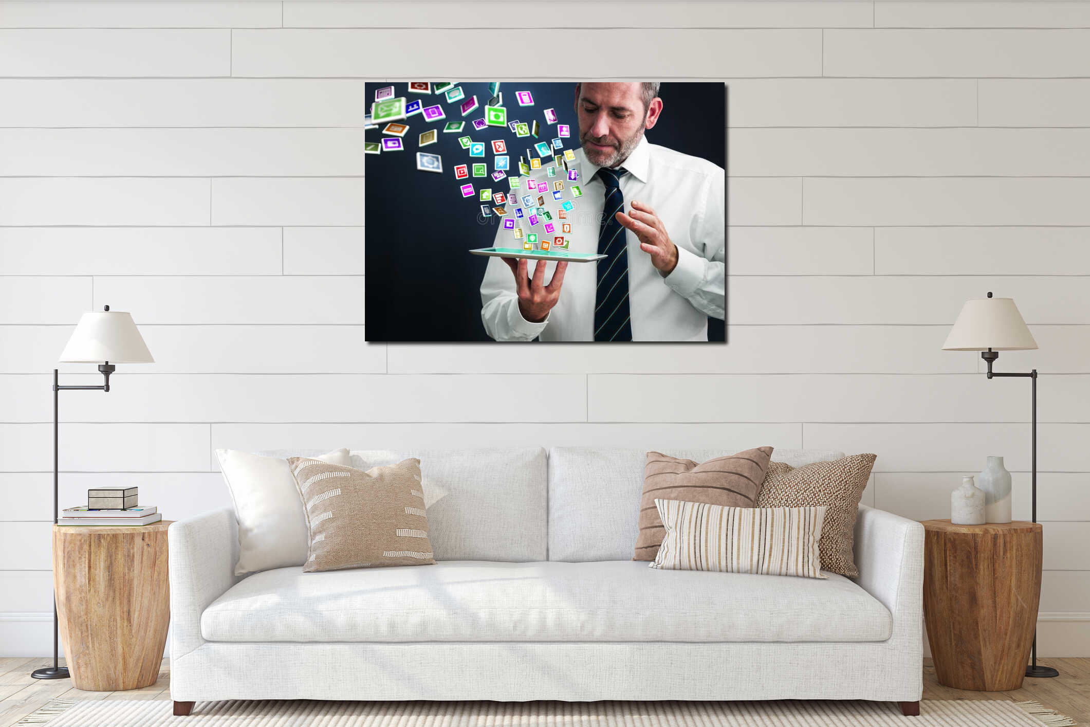 Canvas hanging interior mockup