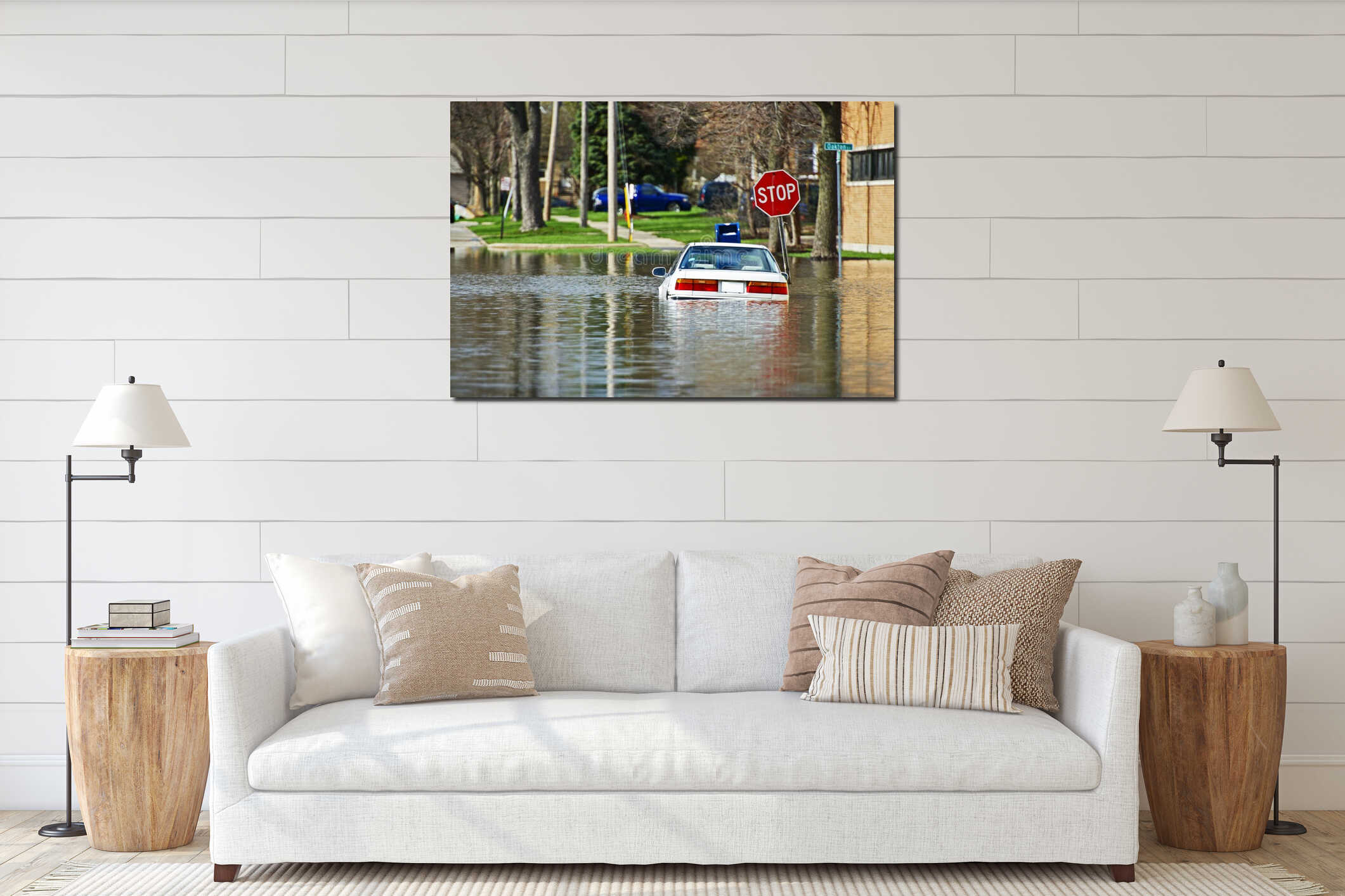 Canvas hanging interior mockup