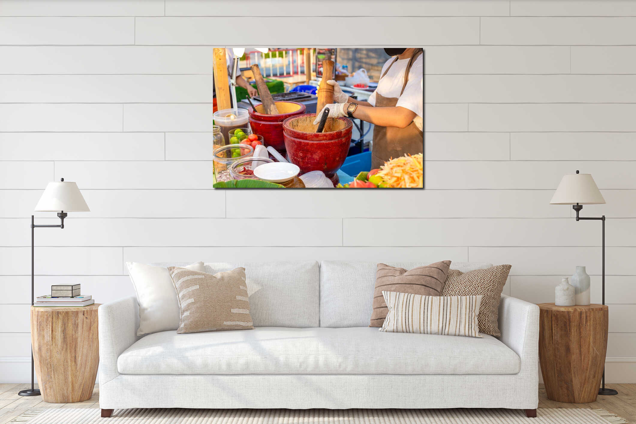 Canvas hanging interior mockup