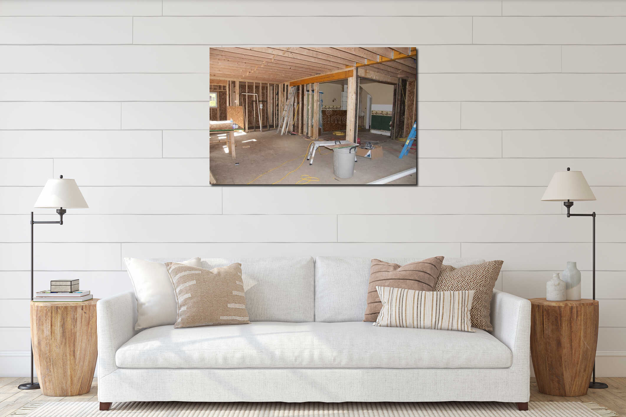 Canvas hanging interior mockup