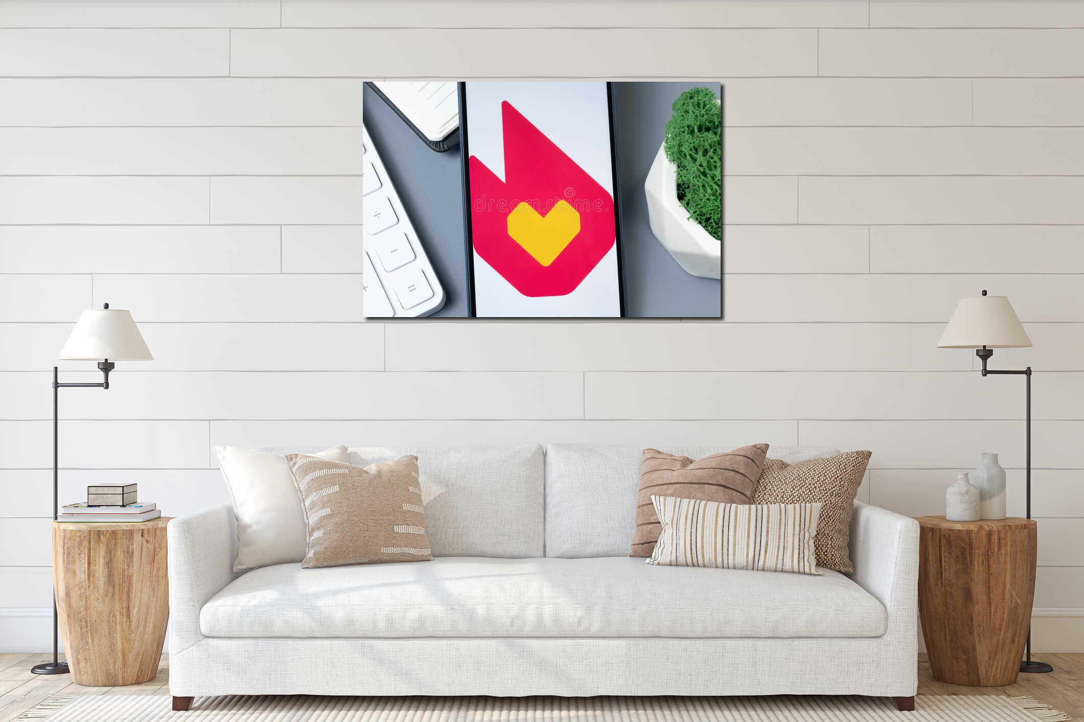 Canvas hanging interior mockup