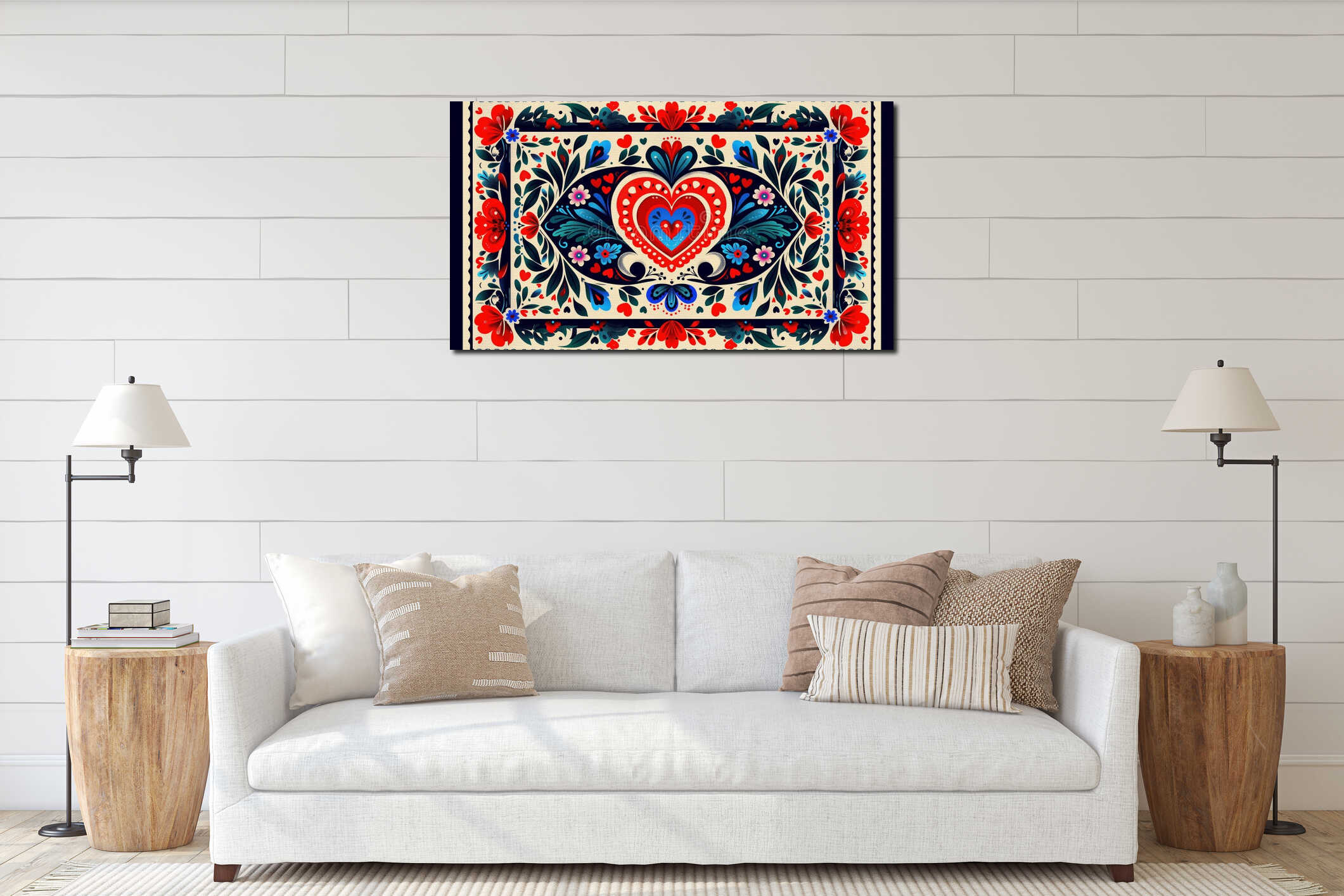 Canvas hanging interior mockup
