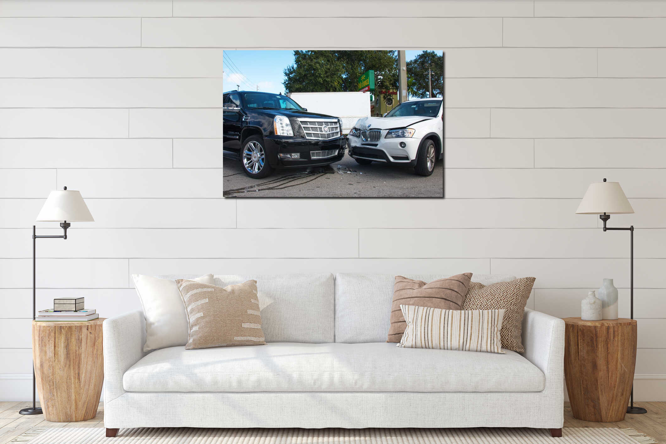 Canvas hanging interior mockup