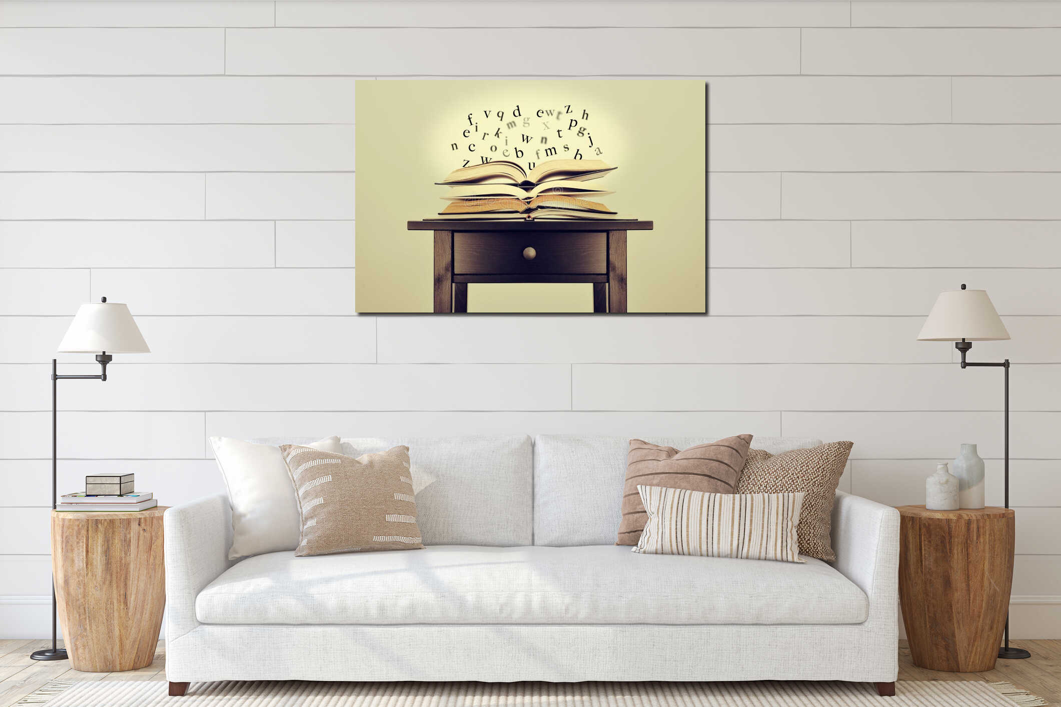 Canvas hanging interior mockup