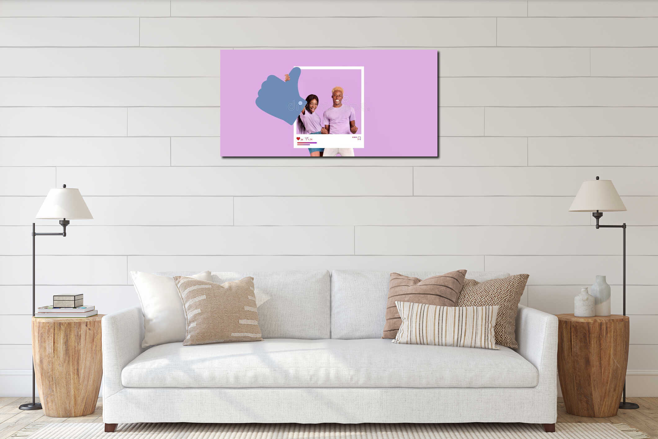 Canvas hanging interior mockup