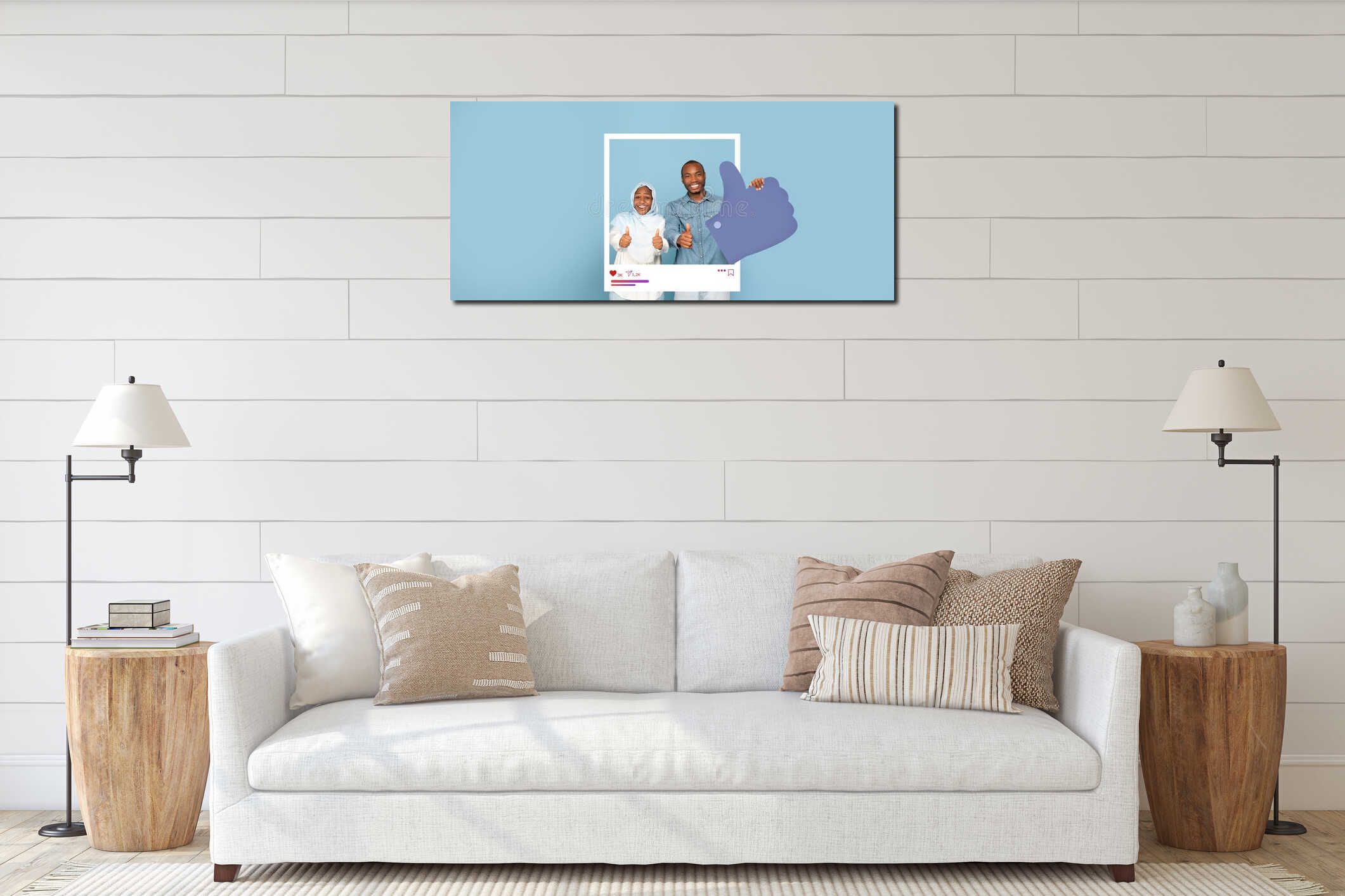 Canvas hanging interior mockup
