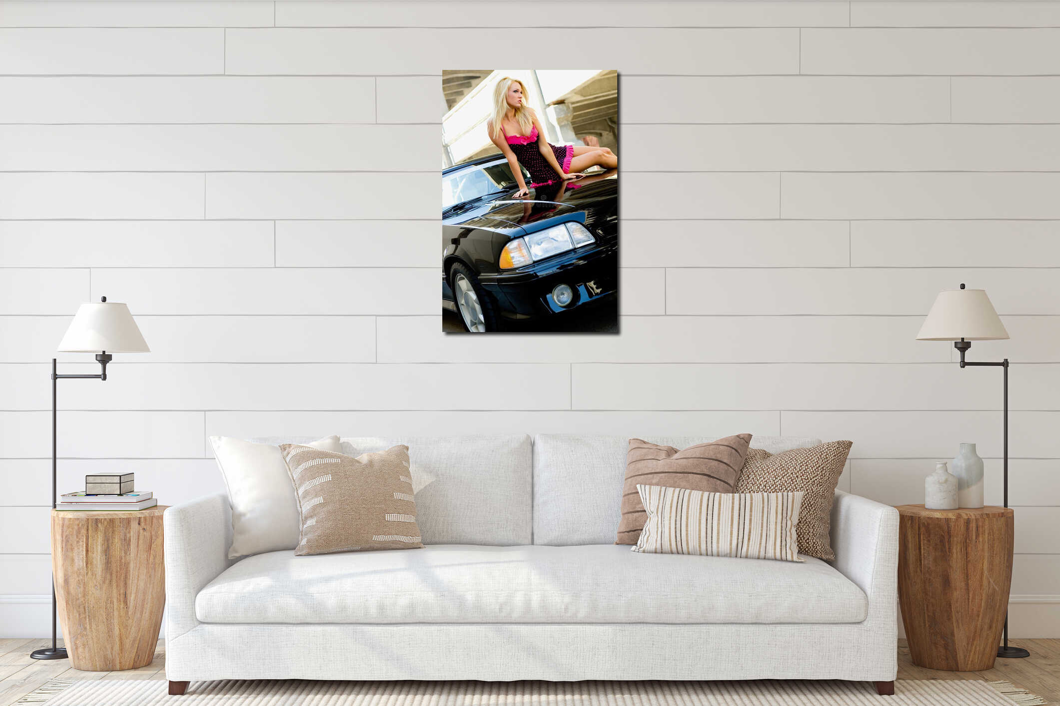 Canvas hanging interior mockup