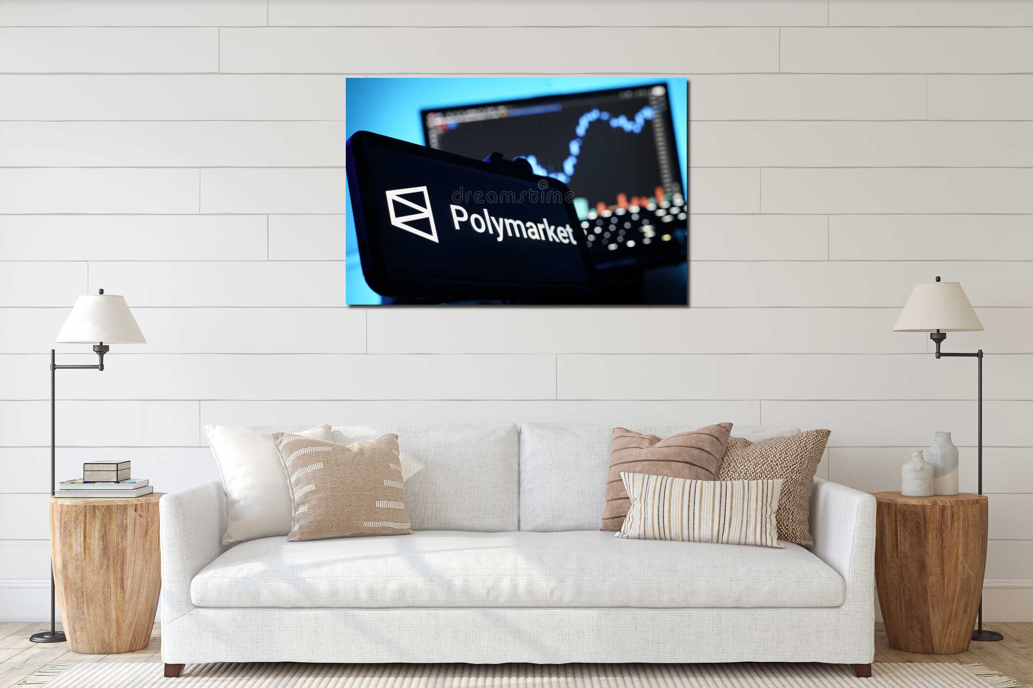 Canvas hanging interior mockup