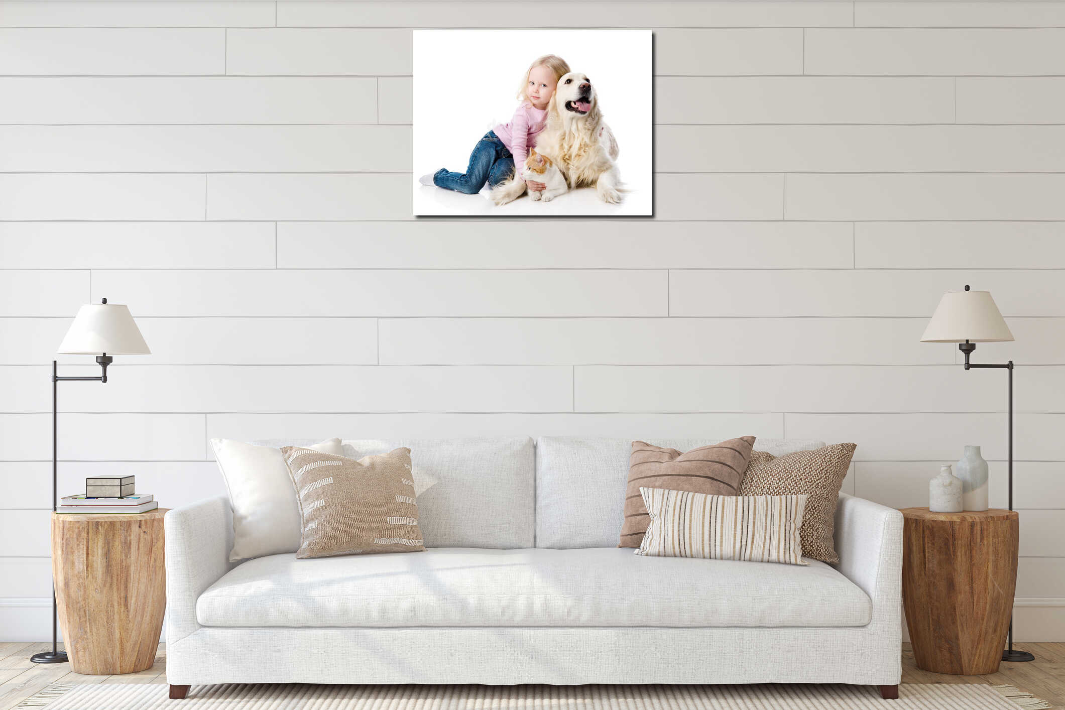 Canvas hanging interior mockup