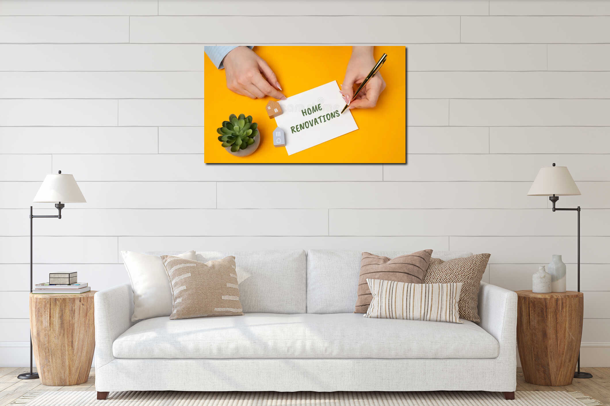 Canvas hanging interior mockup