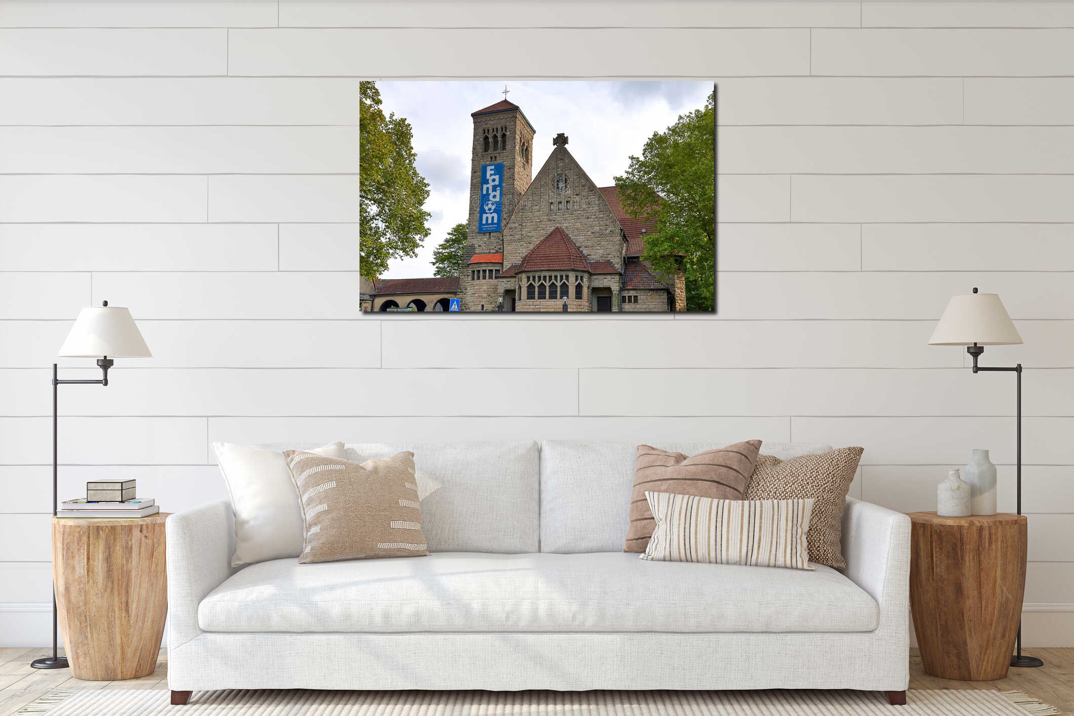 Canvas hanging interior mockup