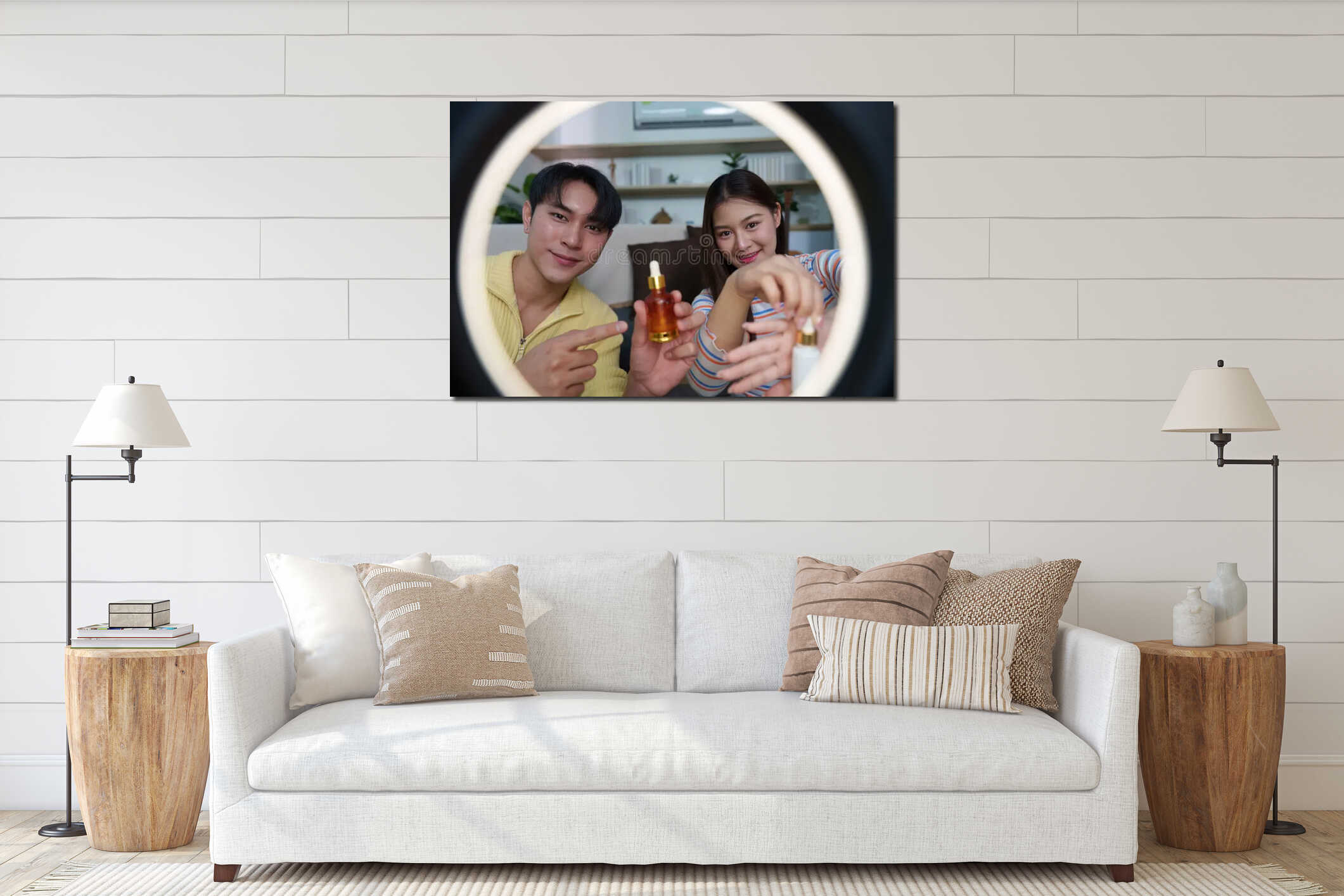 Canvas hanging interior mockup