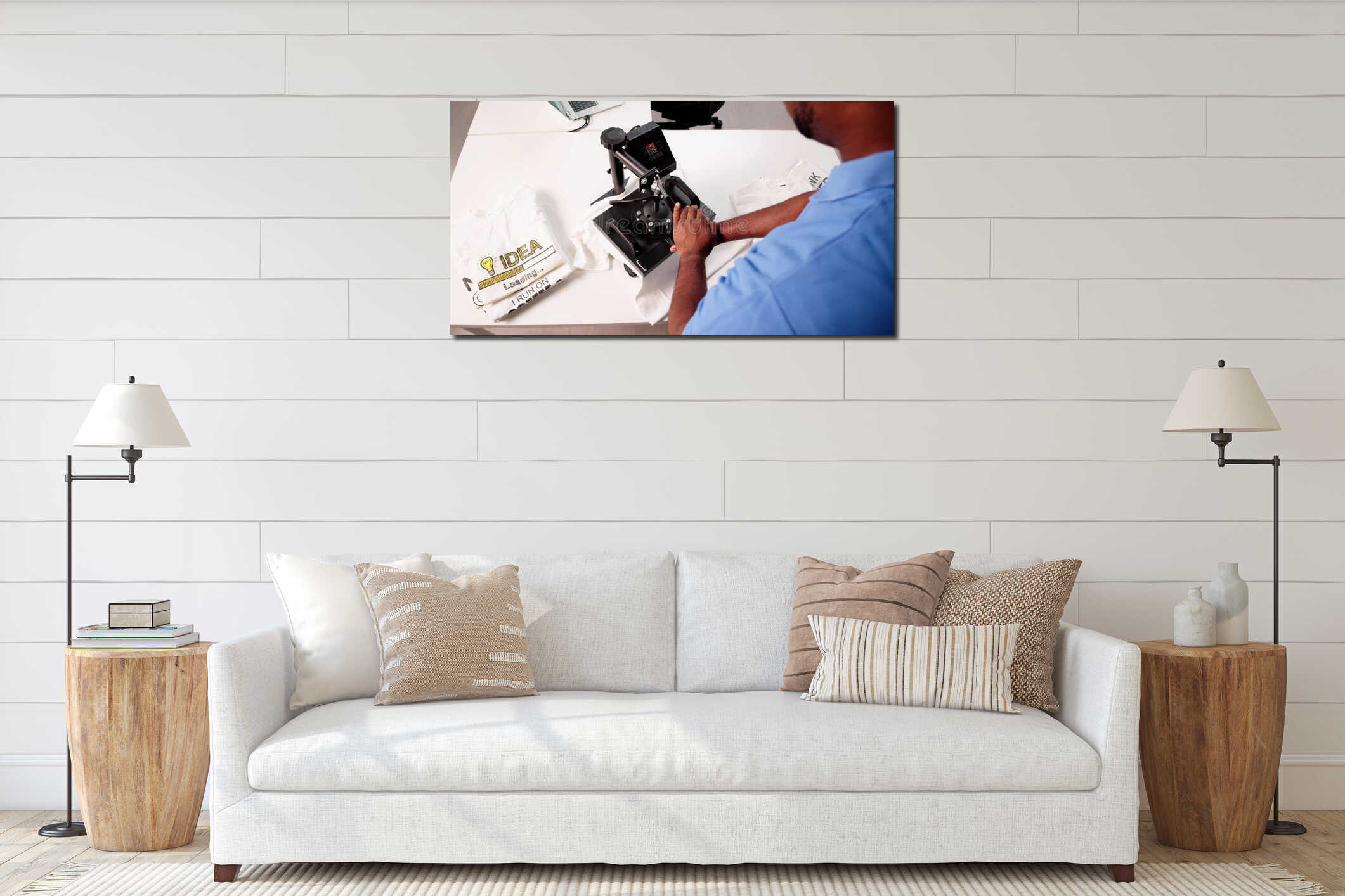 Canvas hanging interior mockup