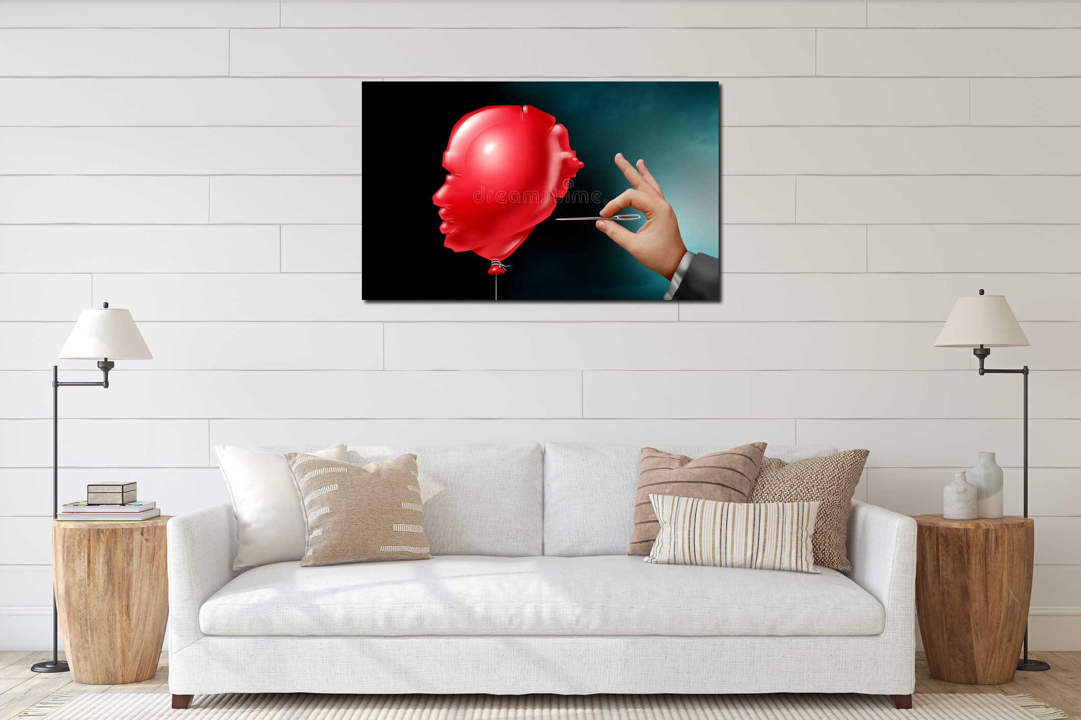 Canvas hanging interior mockup