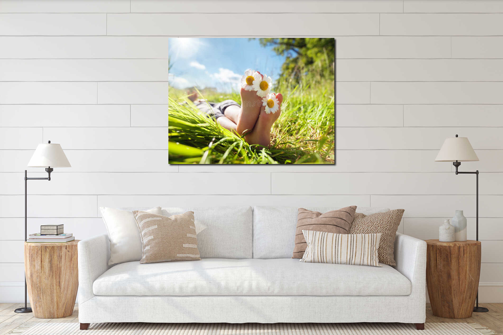 Canvas hanging interior mockup