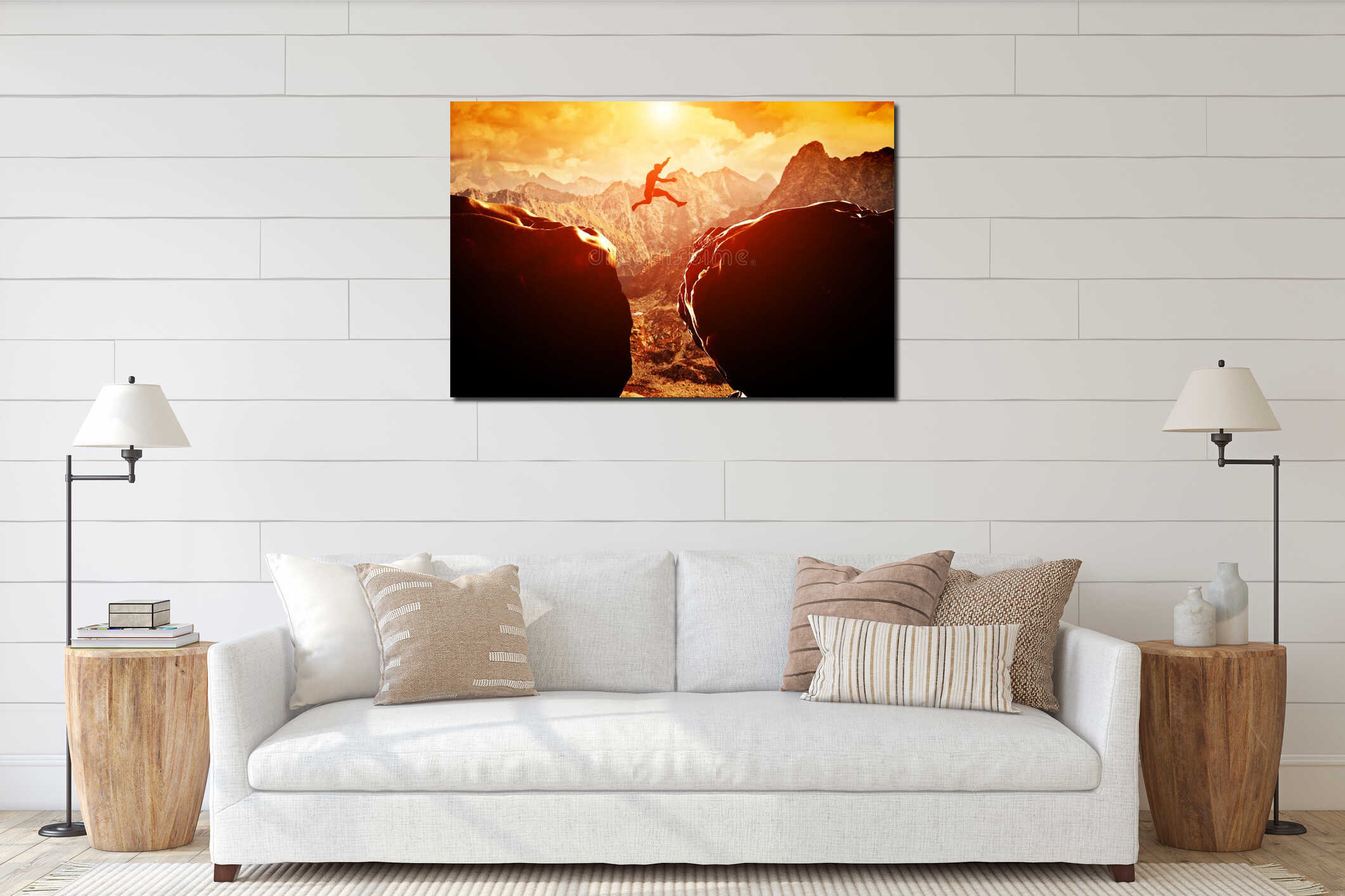 Canvas hanging interior mockup