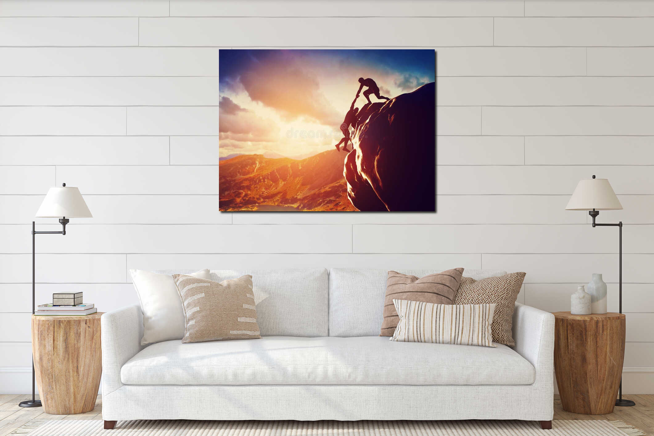 Canvas hanging interior mockup