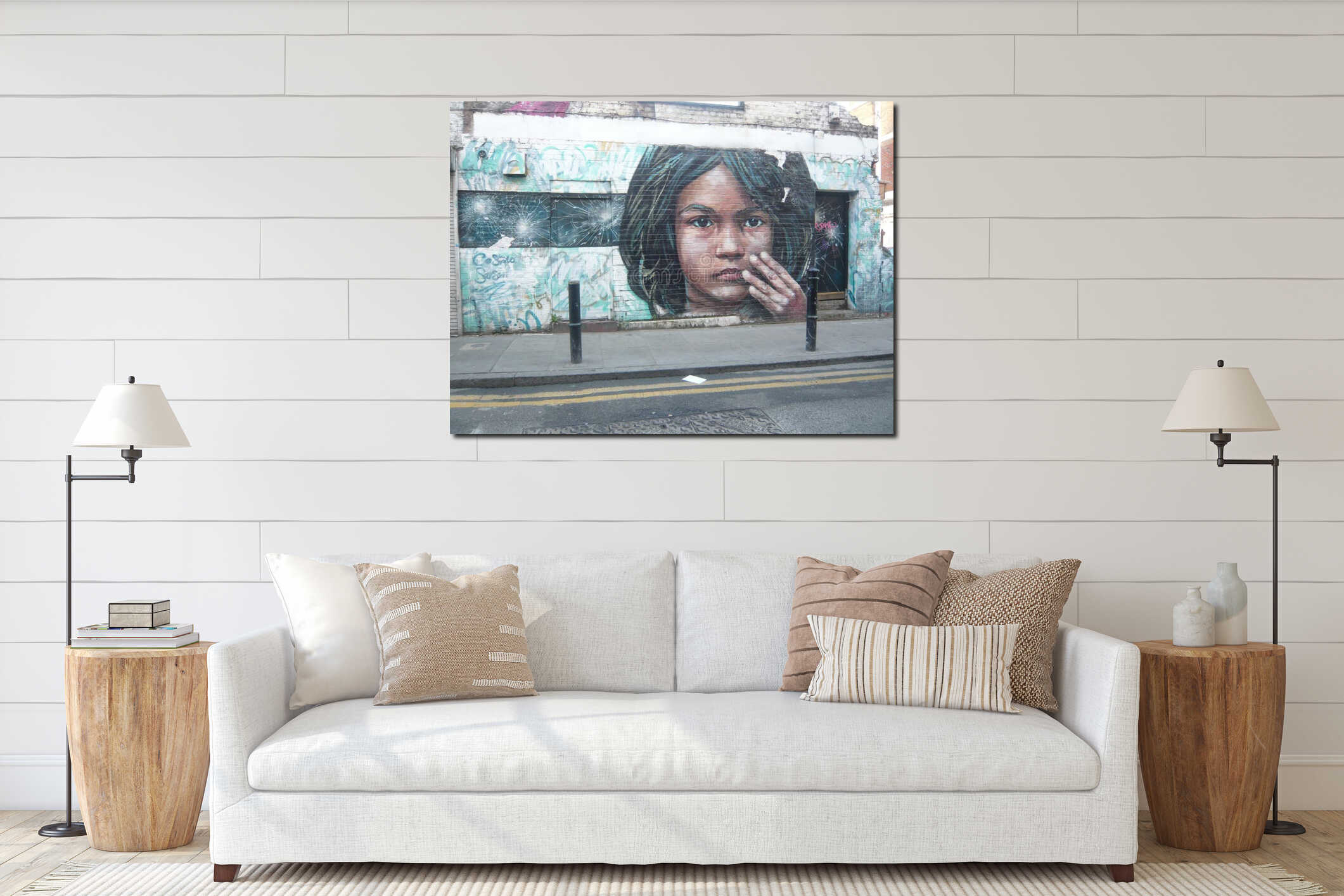 Canvas hanging interior mockup