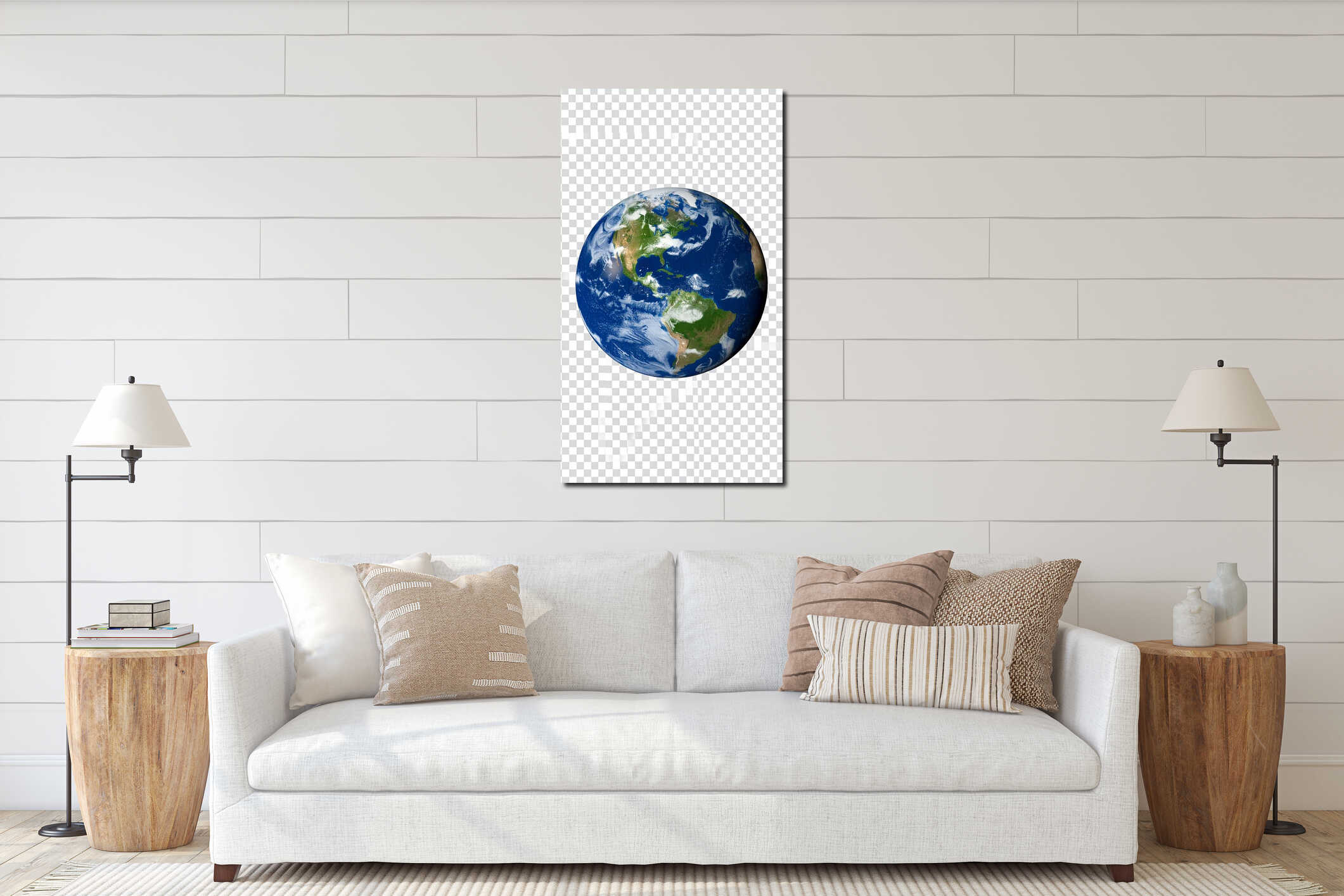 Canvas hanging interior mockup