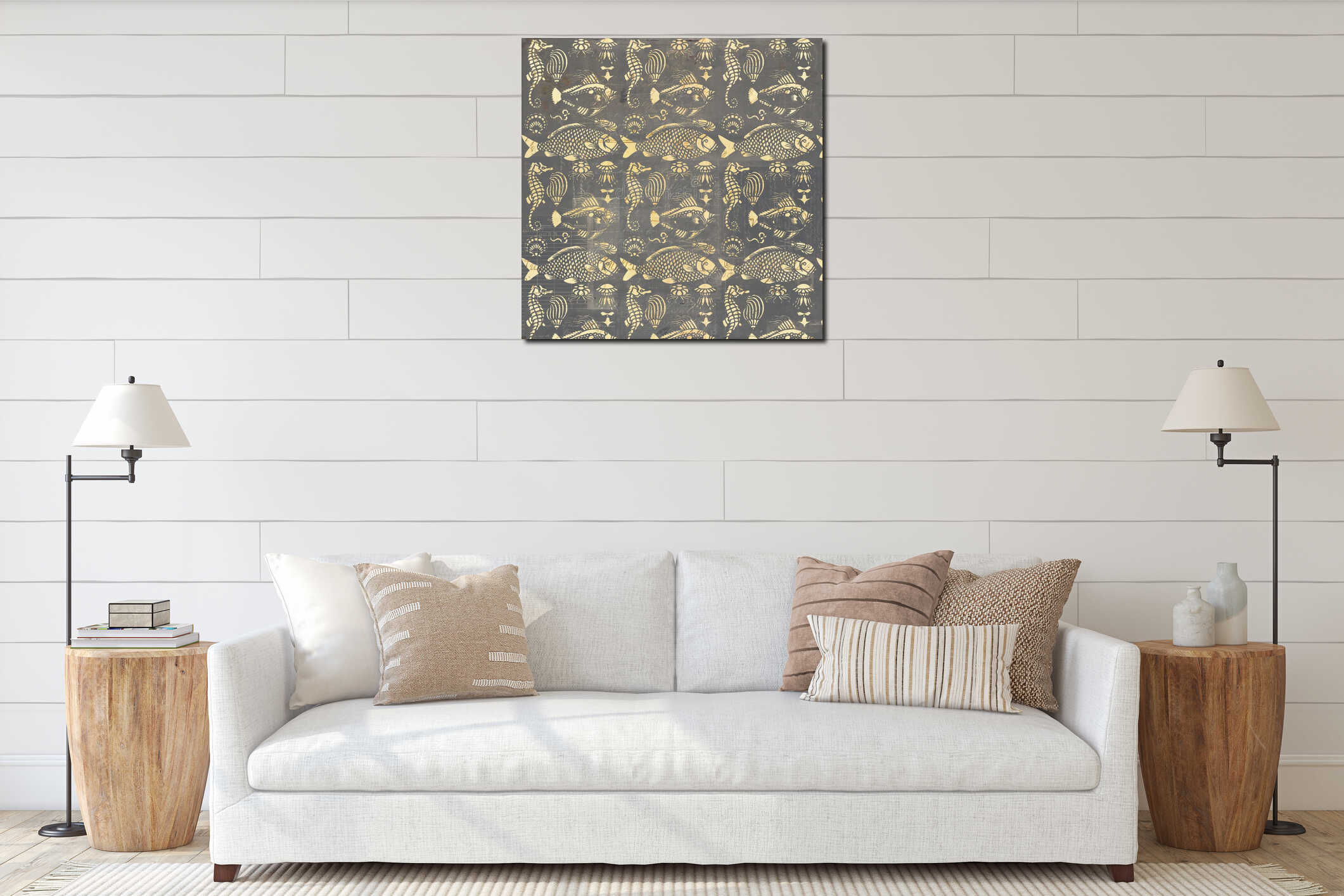 Canvas hanging interior mockup