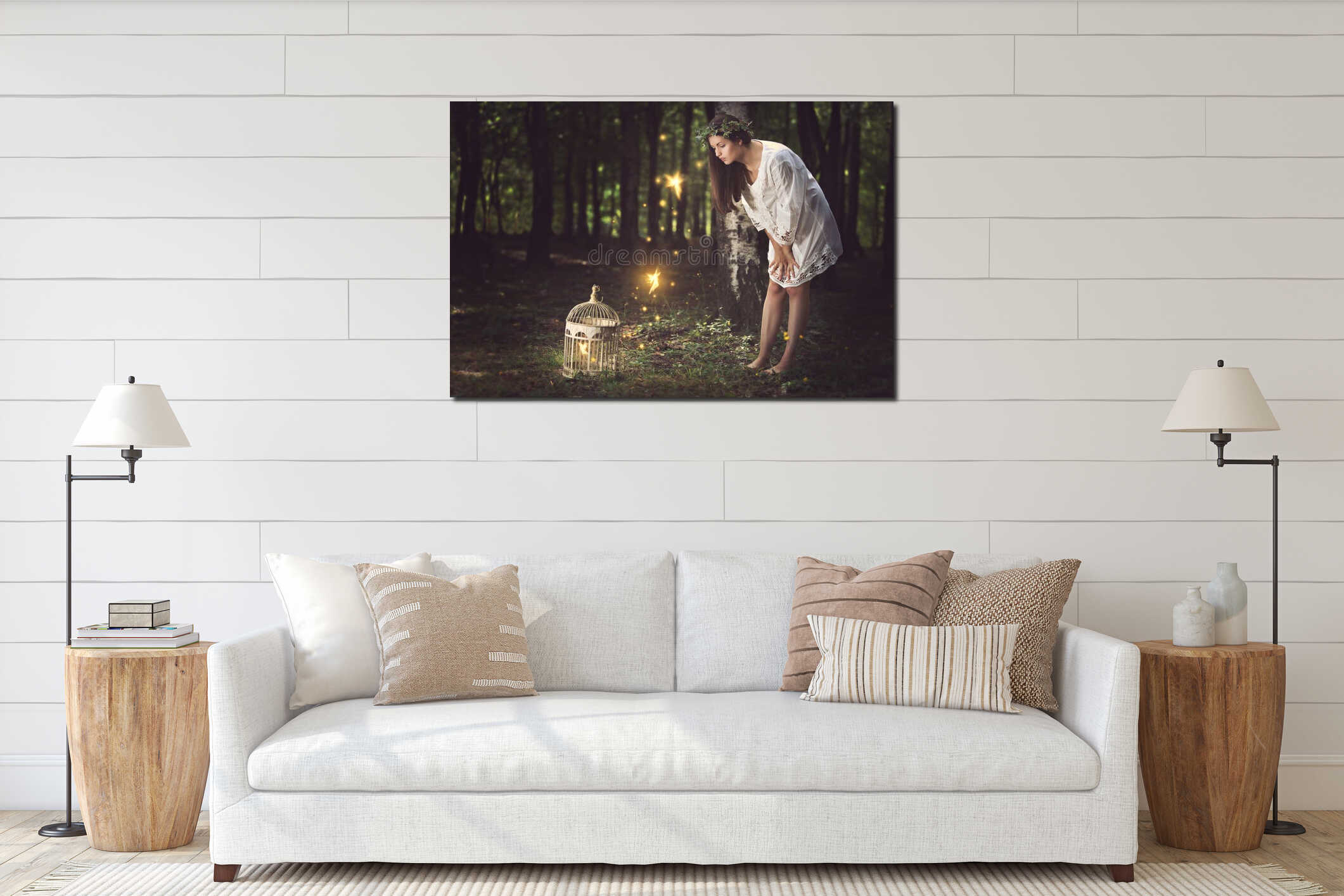 Canvas hanging interior mockup
