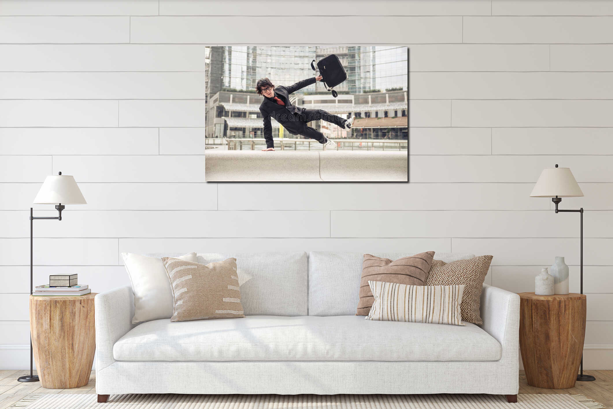 Canvas hanging interior mockup