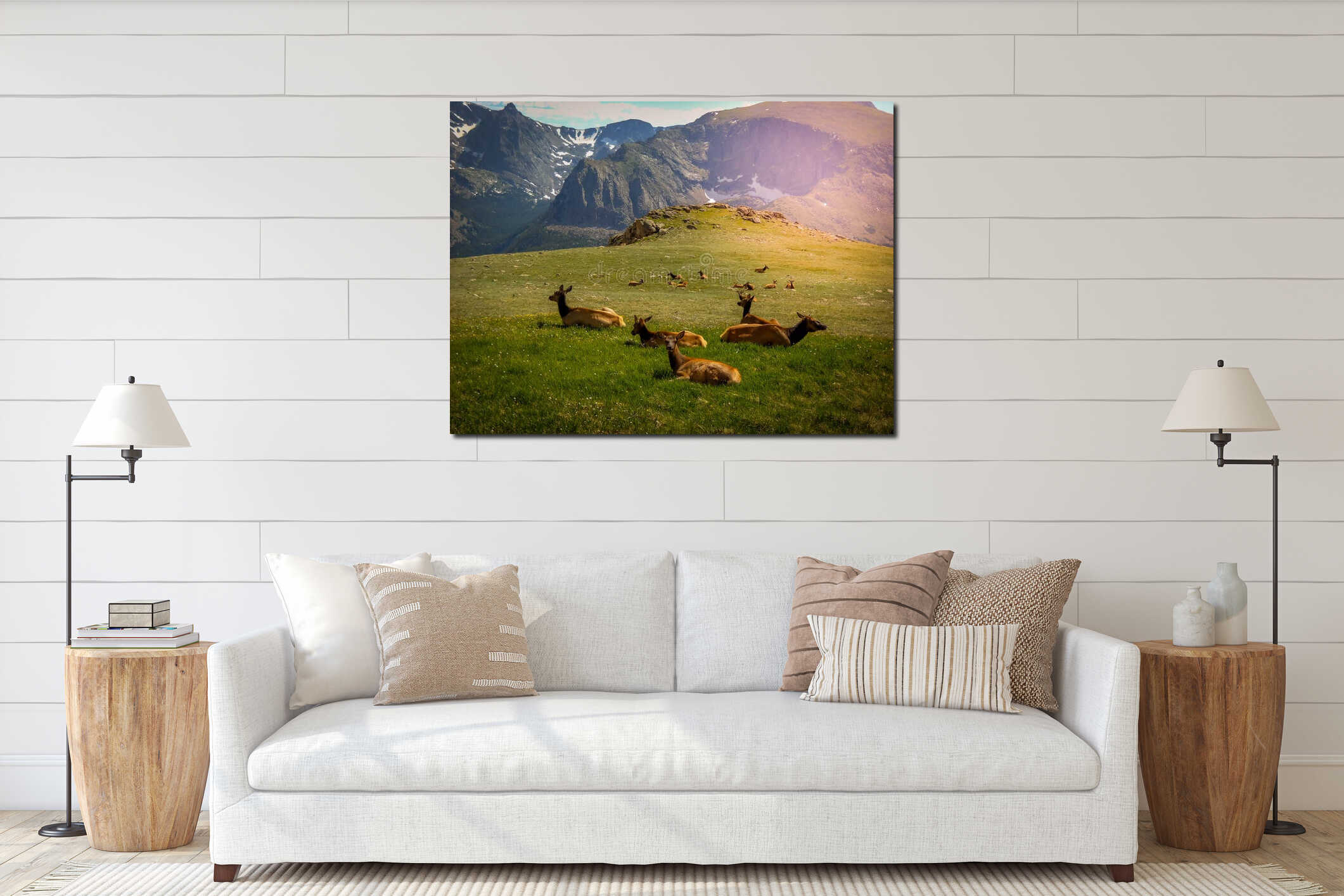 Canvas hanging interior mockup