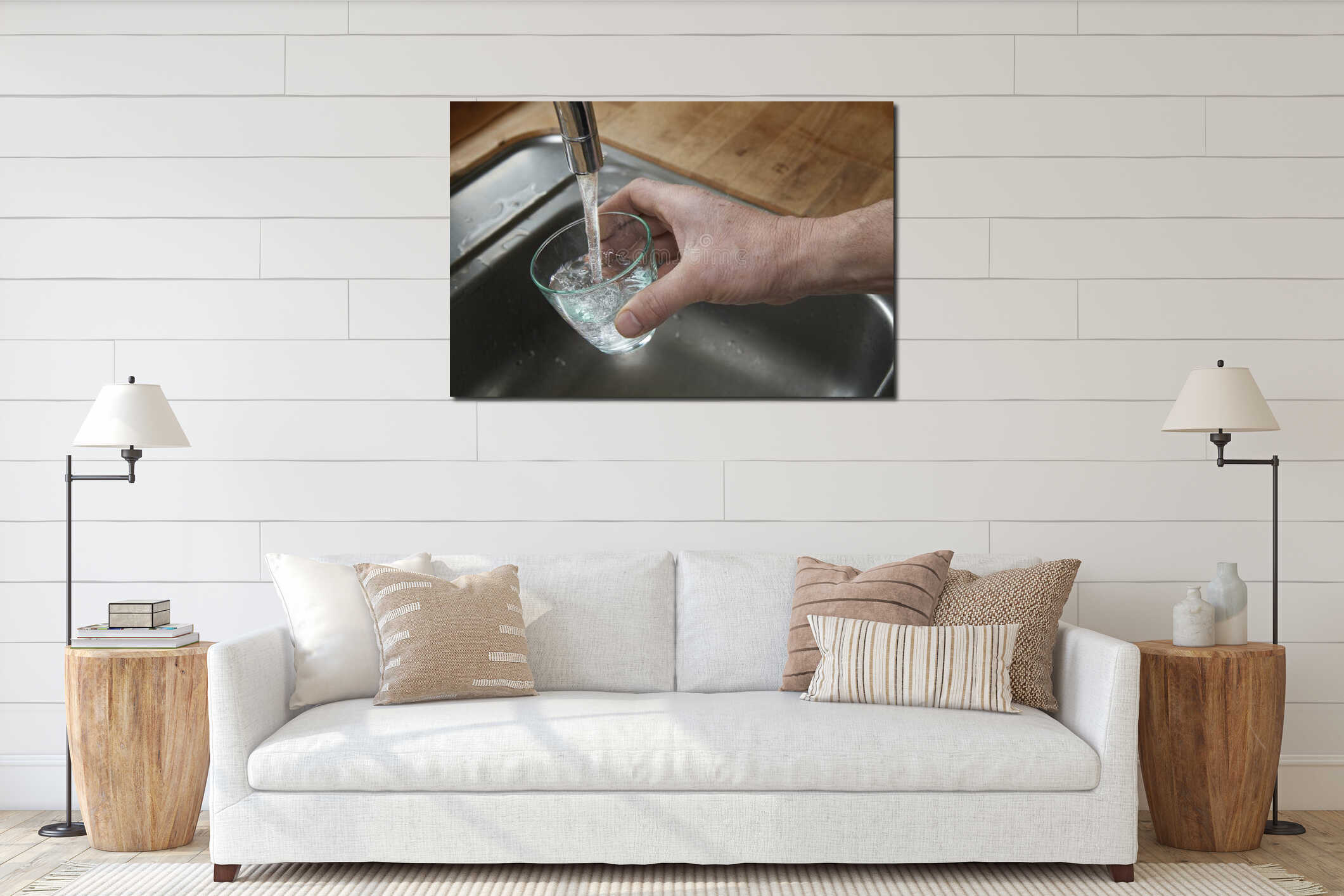 Canvas hanging interior mockup