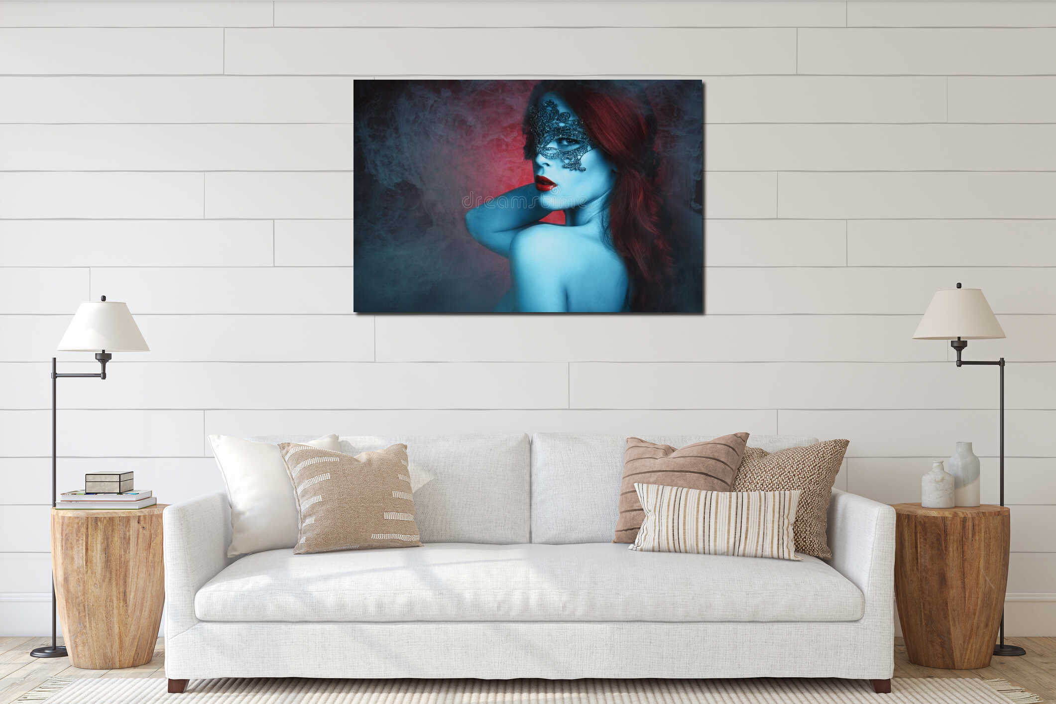 Canvas hanging interior mockup