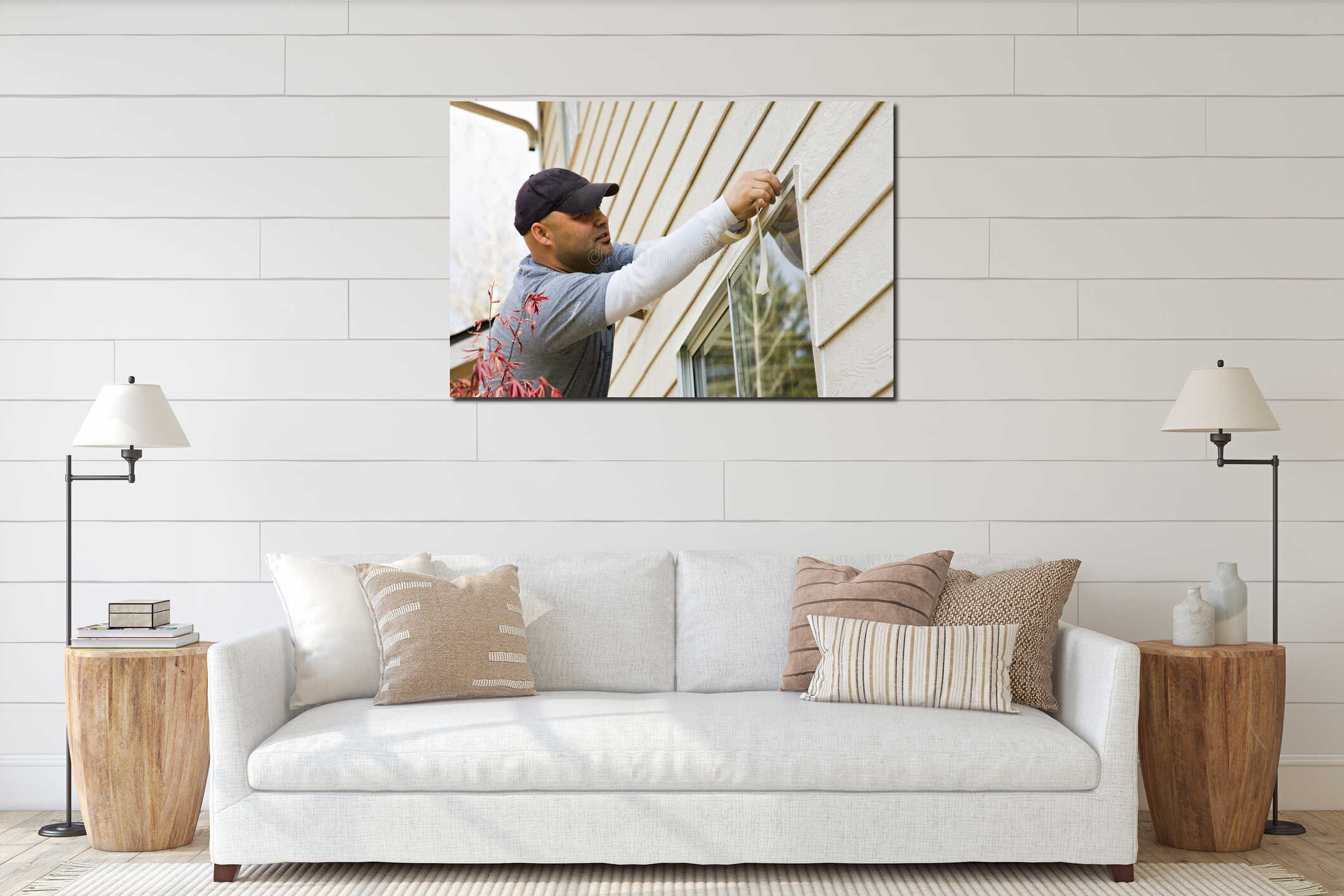 Canvas hanging interior mockup