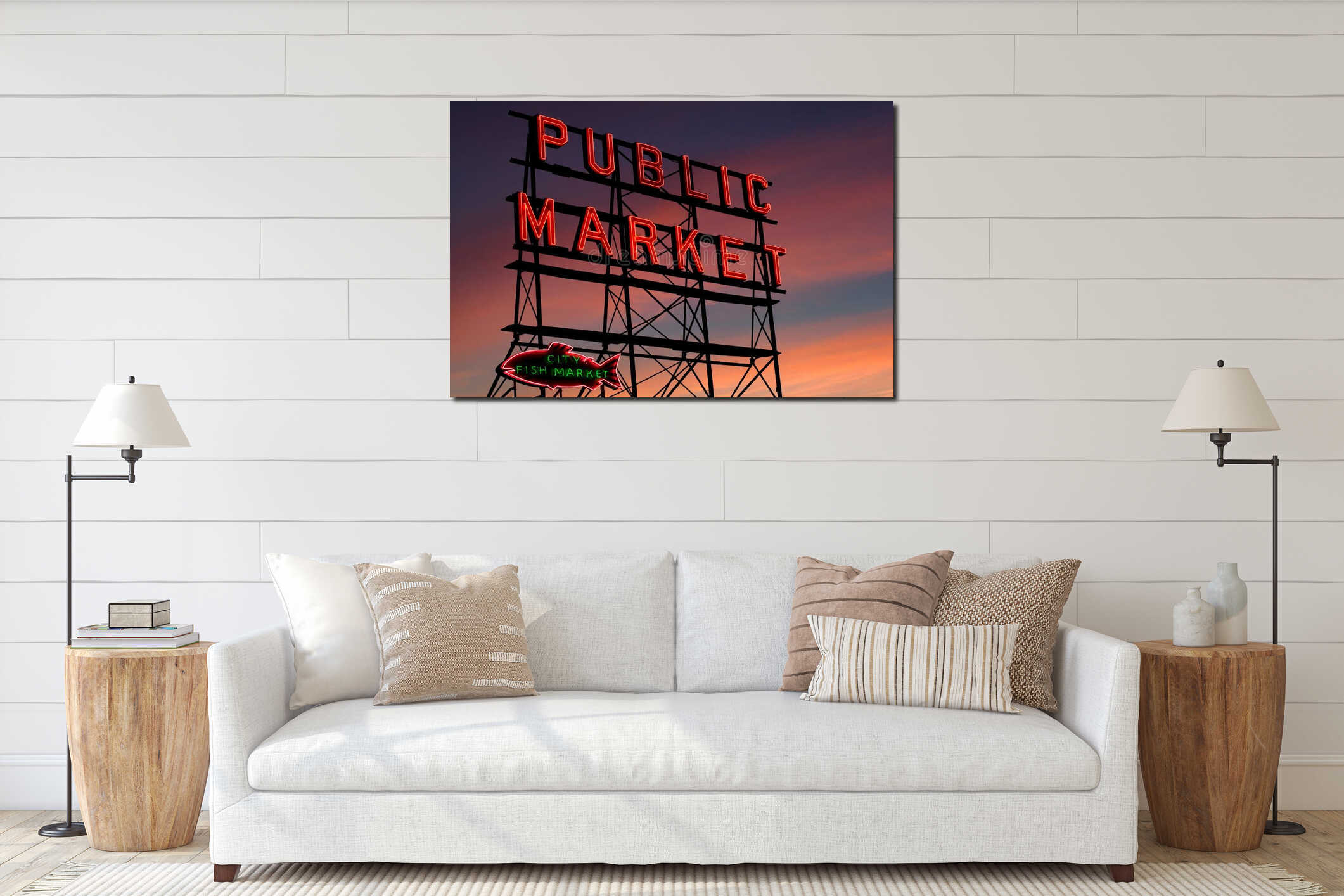 Canvas hanging interior mockup