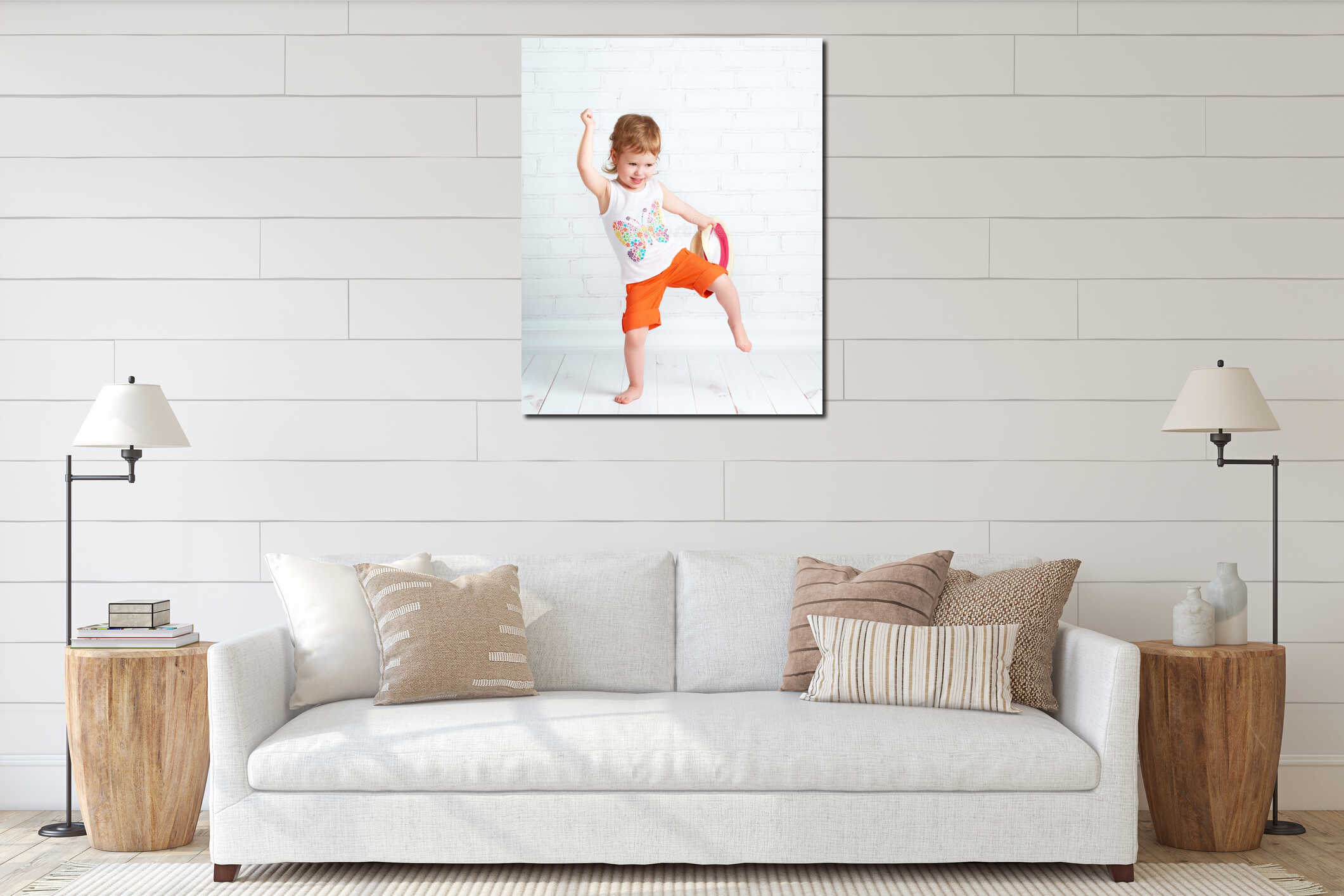 Canvas hanging interior mockup