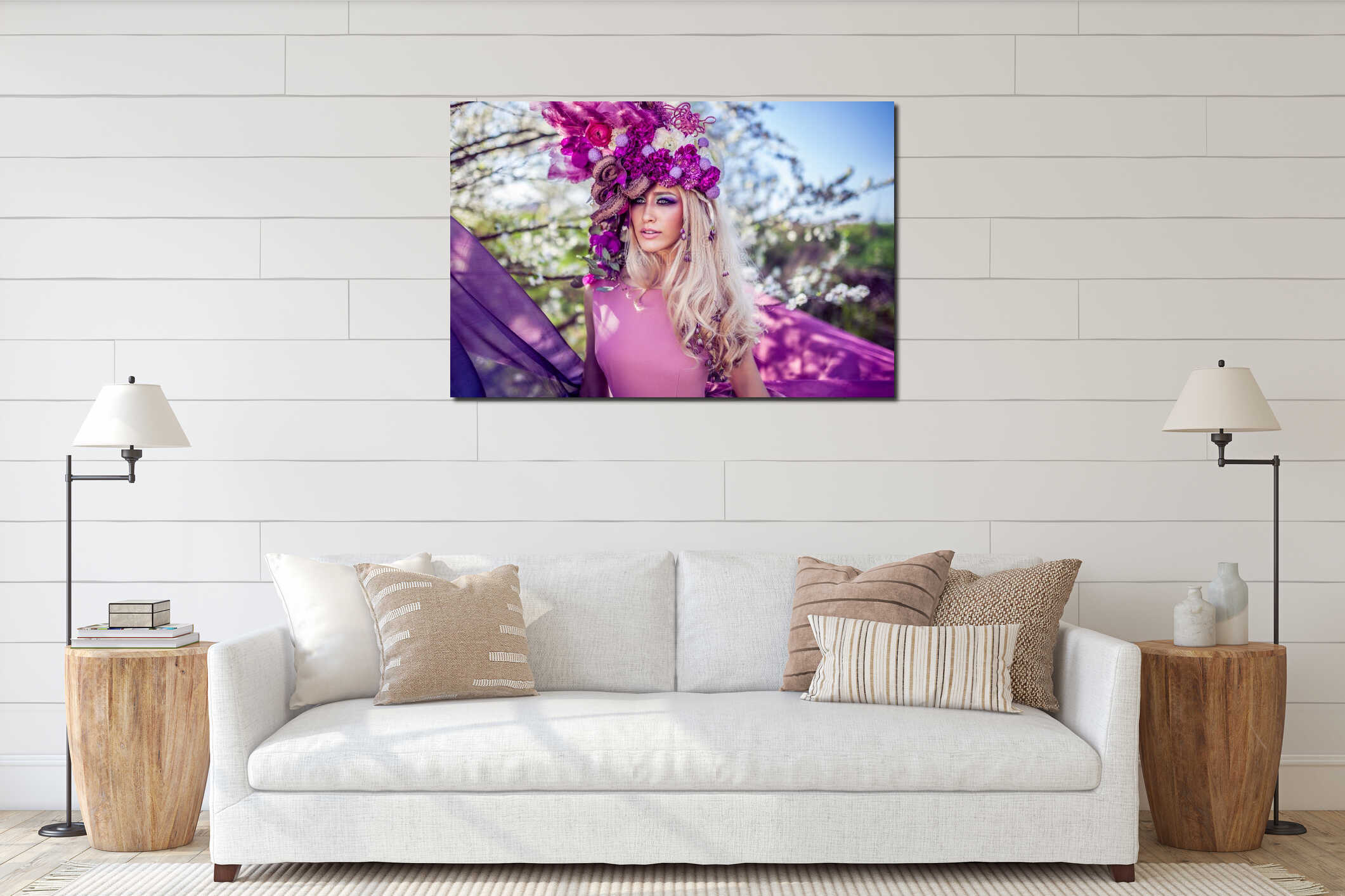 Canvas hanging interior mockup