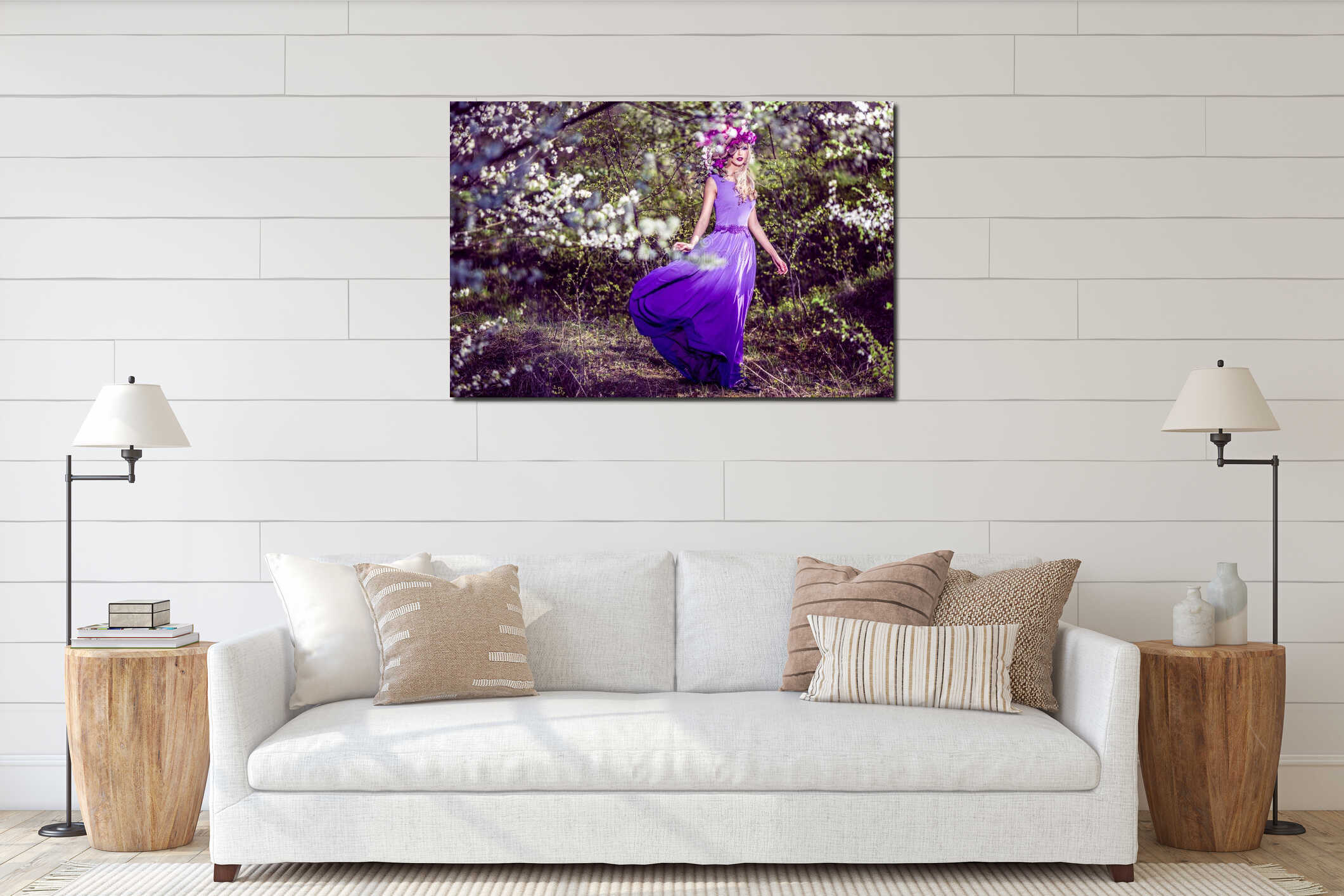 Canvas hanging interior mockup